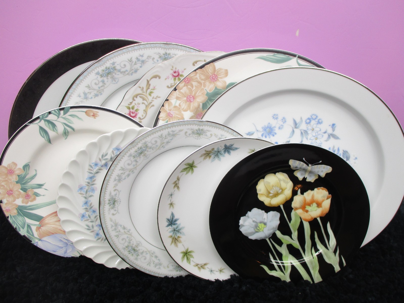 Vtg Mismatched China Dinner Plates & Salad Plates~10pc~Colorful~ Beautiful