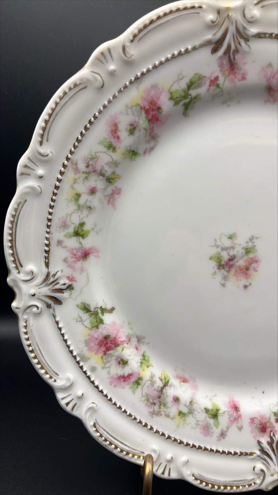 Lot of 6 Vintage Pink Flower Plates Curated Wall Décor Collection 11½ to 5″ Nice