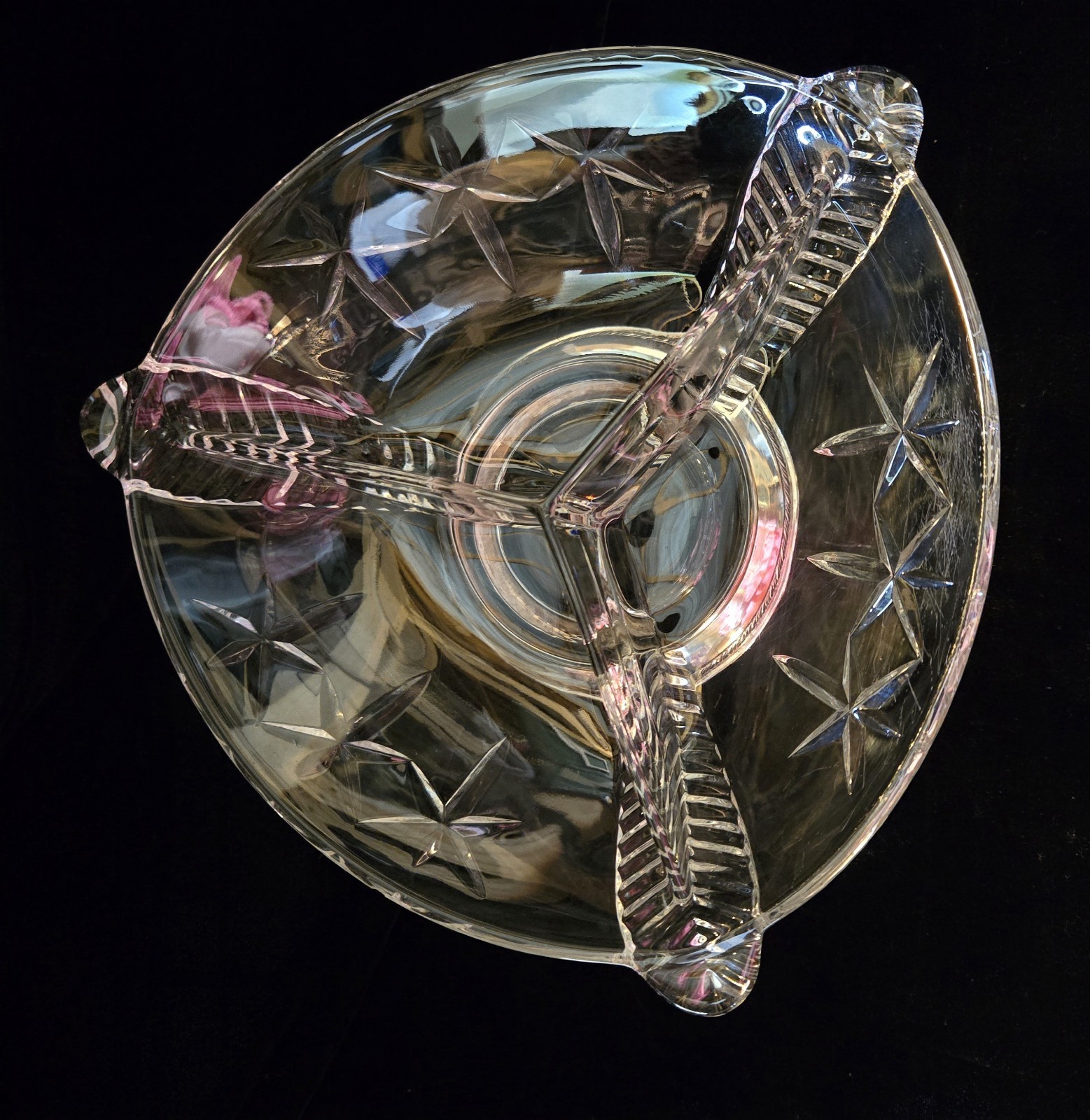Duncan Miller 3 Feathers Sterling & Crystal Sectioned Dish Candy Nuts/ Earrings?