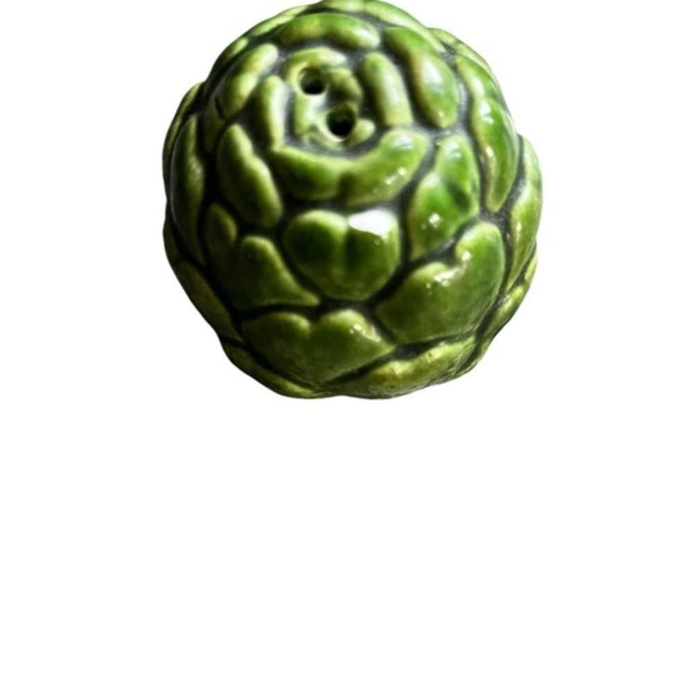 Vintage Artichoke Salt and Pepper Shakers MCM Ceramic Green 3 inches.