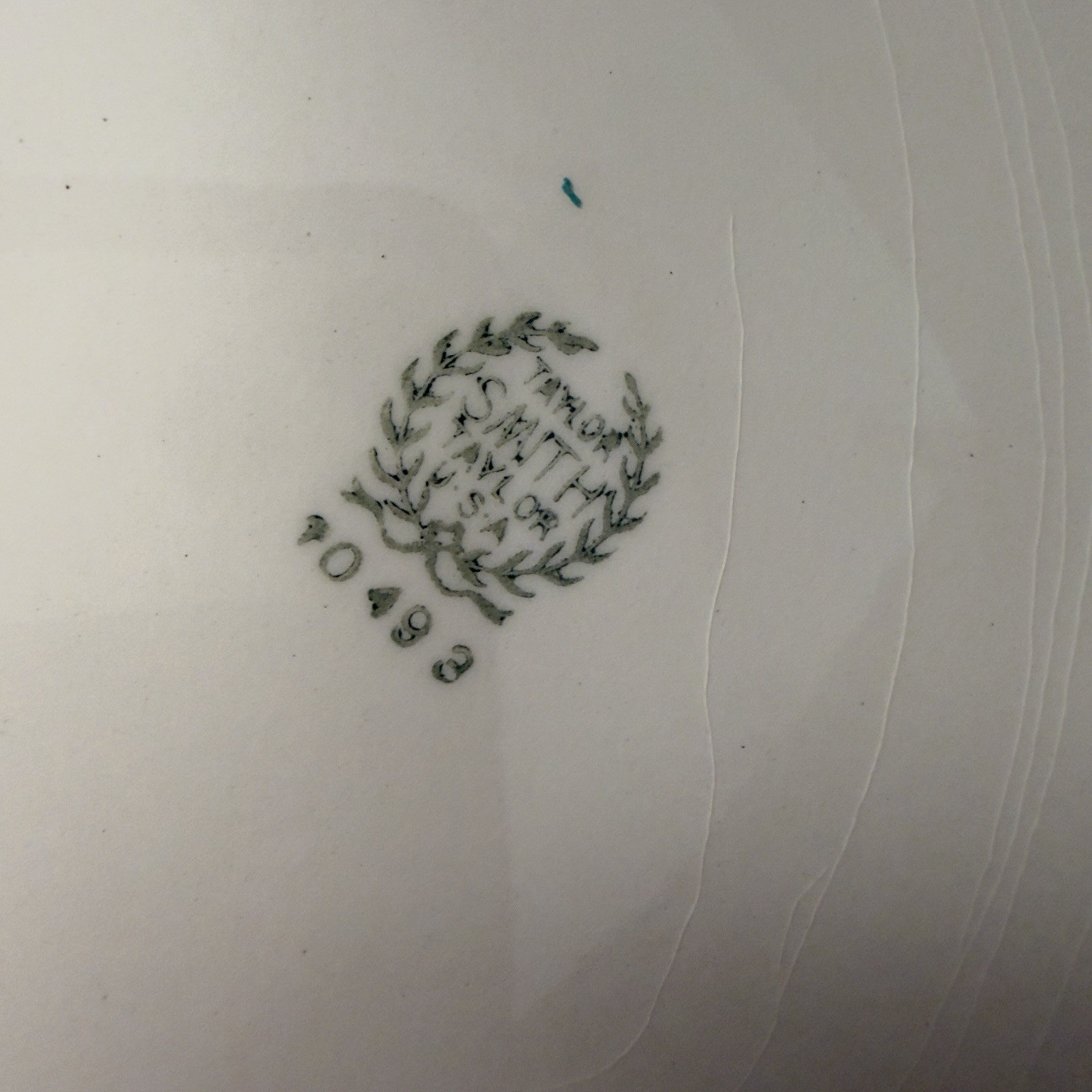Vtg 1949 Taylor Smith Taylor Pink Transferware Platter Castle Embossed Rim Leaf