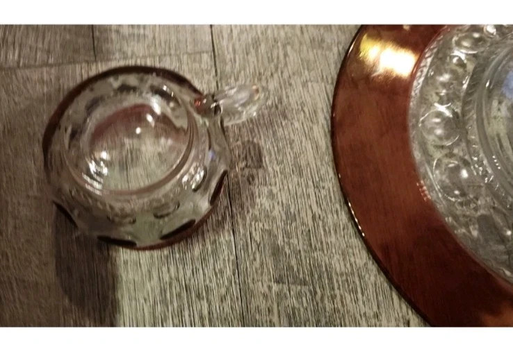 Vintage Ruby Flashed Snack Plate & Cup Set Kings Crown Thumbprint Glass Tiffin