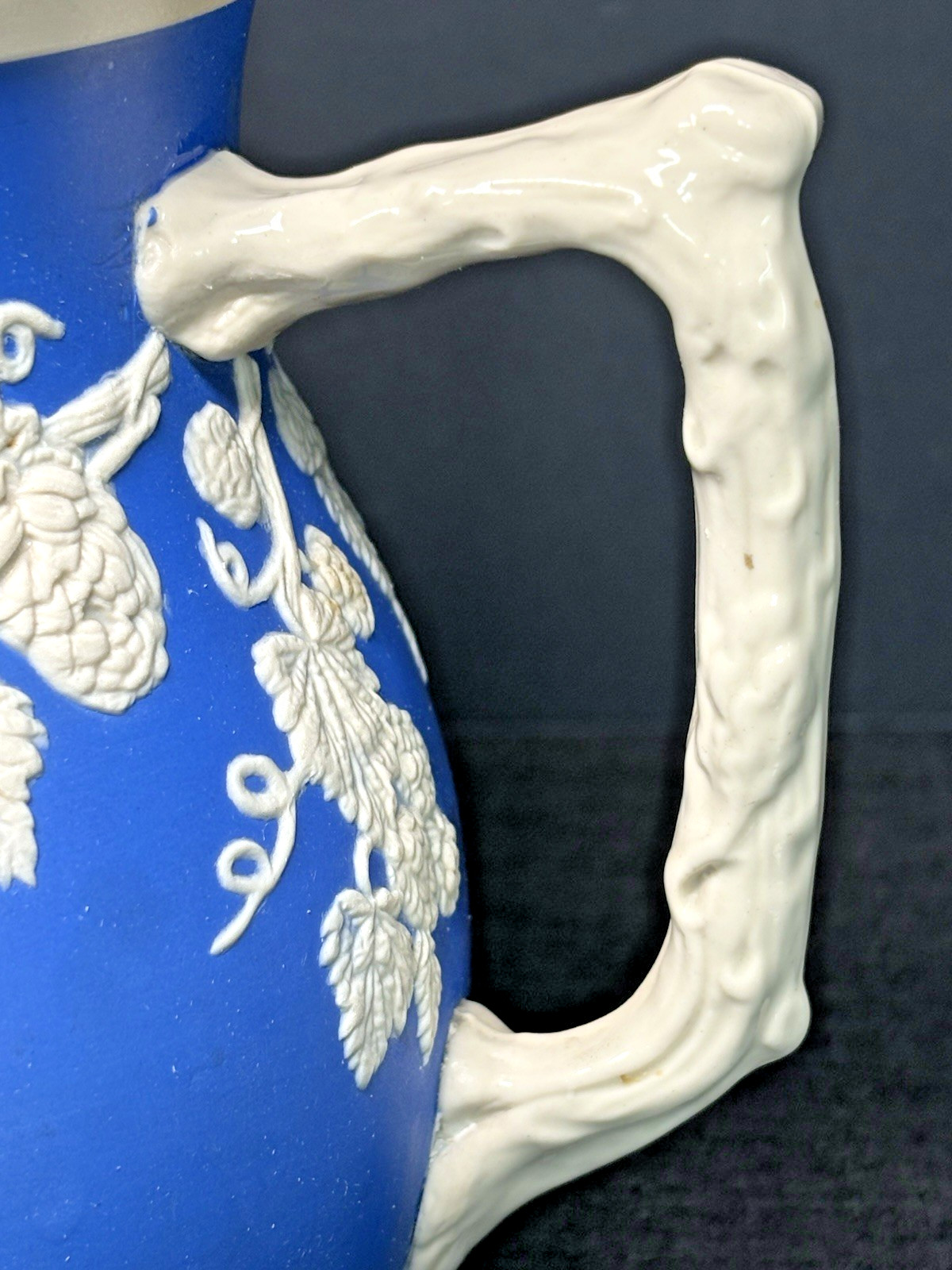 Antique Copeland Spode Pitcher-Parian Style Relief-Vines-Branch Handle-Tavern-EC