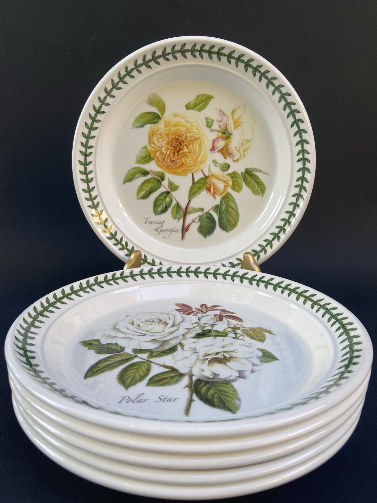 6 Portmeirion Botanic Garden Salad Plates Britain Roses Butterflies 8-1/2”
