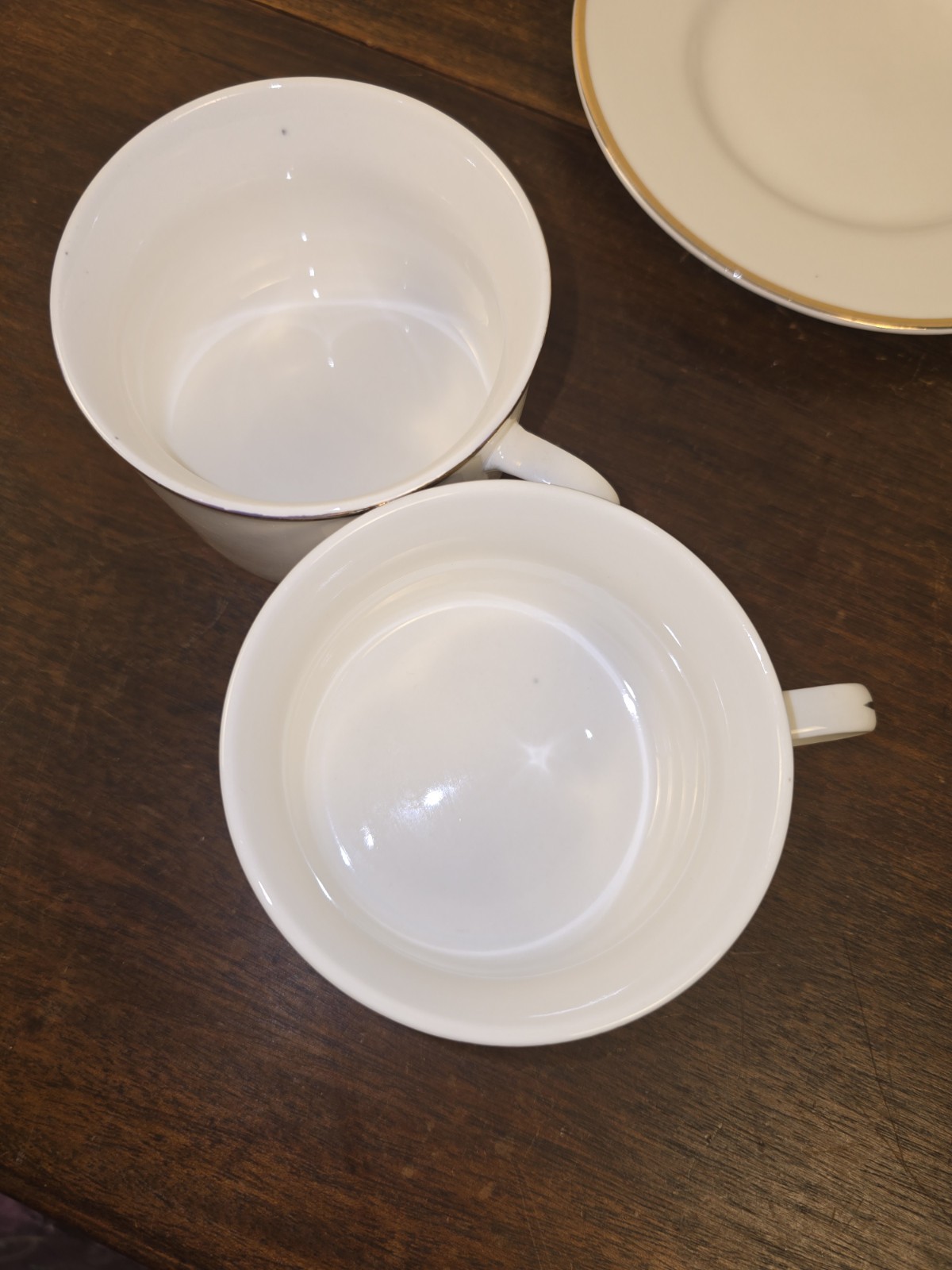 Set Of 12pc Farberware Elegance Gold White W/Gold Trim 6 Teacups & 6 Saucers