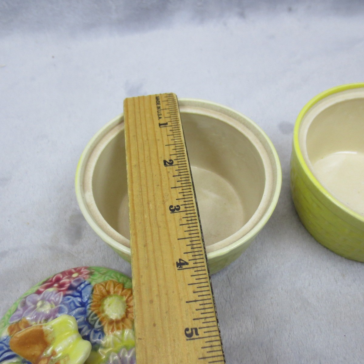 Pair Butterfly Flowers Covered Candy Trinket Dish Japan Majolica Hand Painted