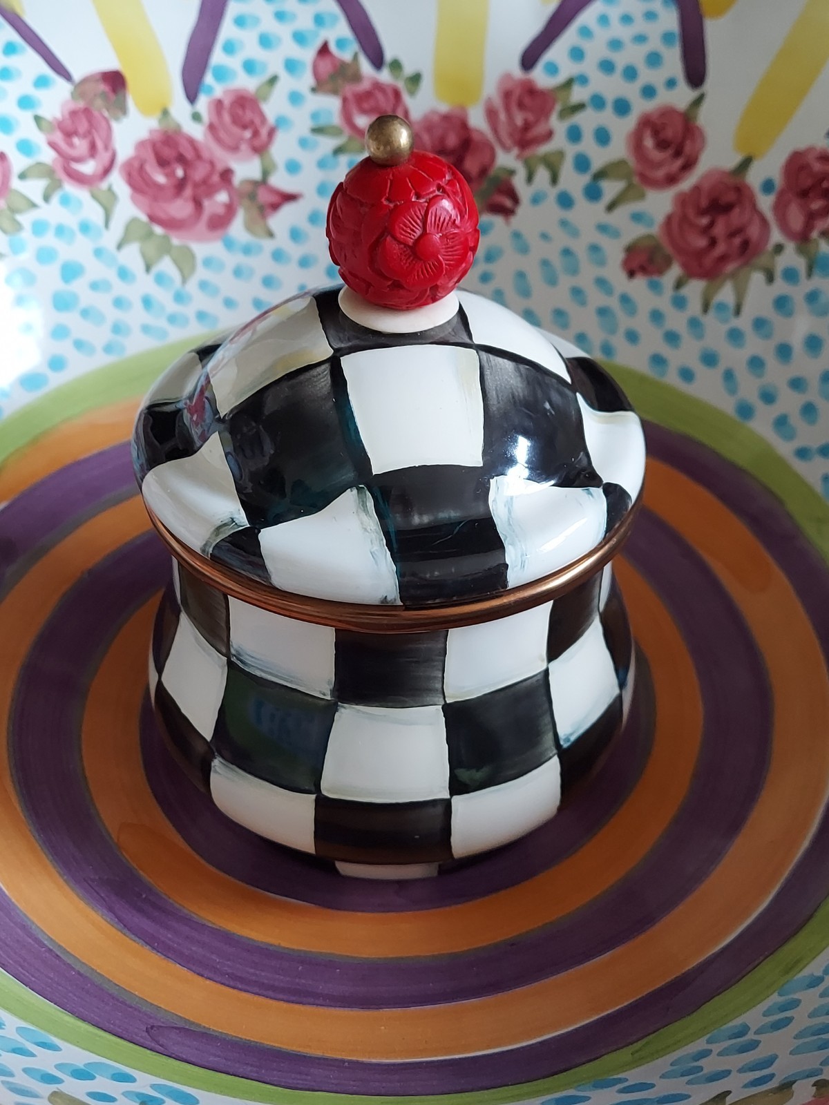 MacKenzie-Childs Courtly Check Sugar Bowl & Lid