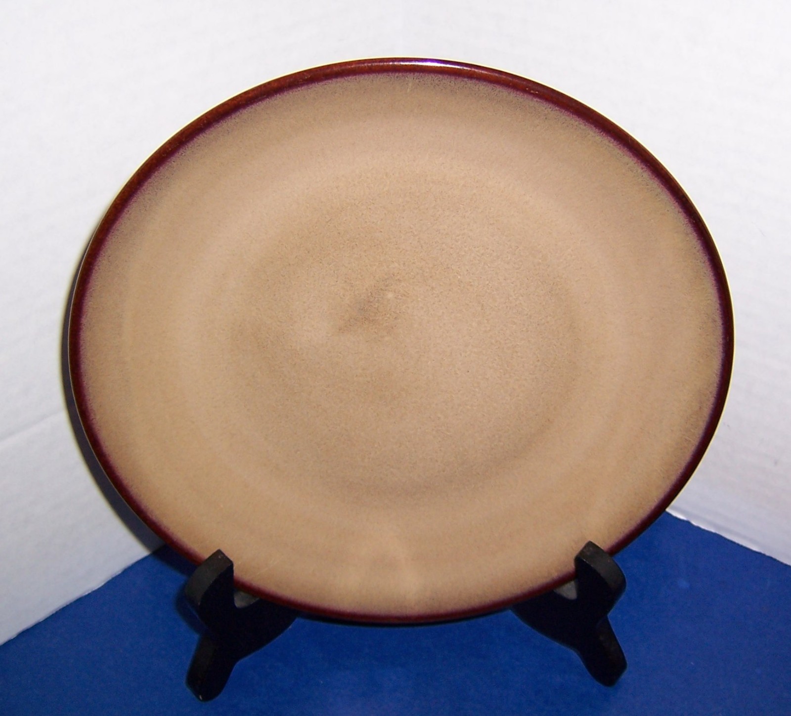 Sango Nova Brown 6 Salad Plates (7 7/8” ) Stoneware Tan with Brown Edge Good