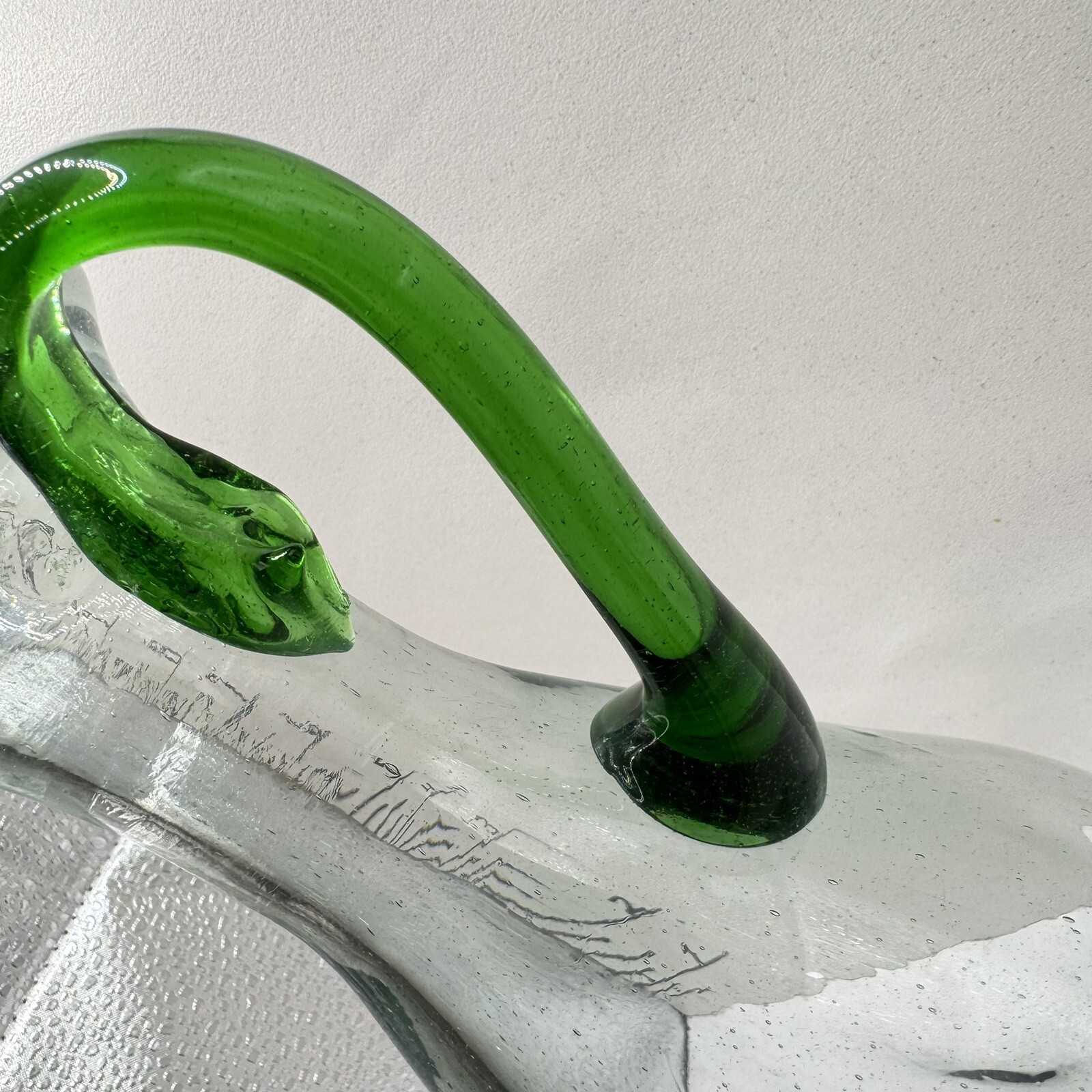 Old Art Deco Hand Blown Glass Pitcher Asymmetrical Sides Almost 10” Tall