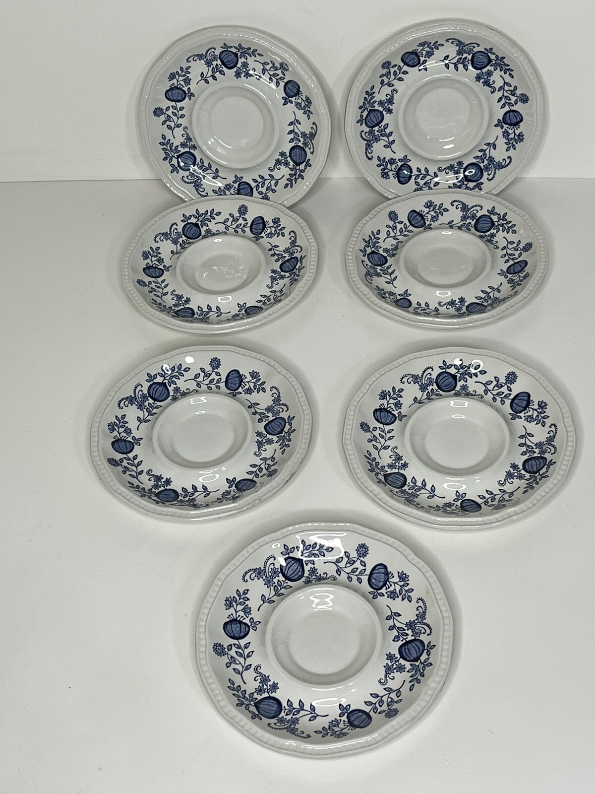 Kensington Ironstone Saucers Set of 7 England Blue Coventry Blue Onion