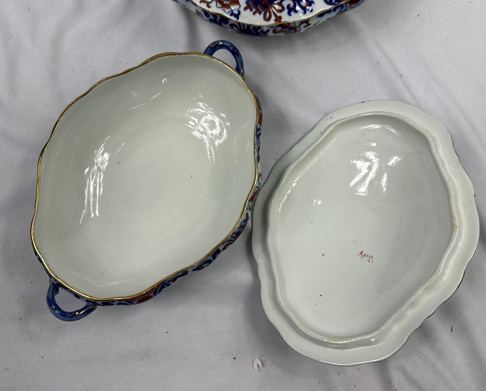 Pair Of 12” Vintage Doulton Burslem “Nankin” Lidded Tureens Vegetable C1890s