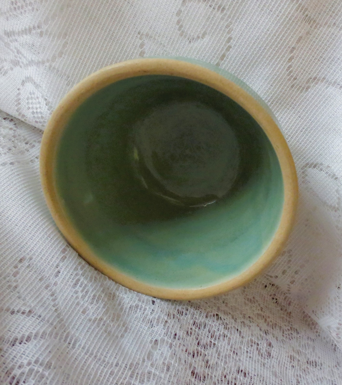 5″x3″ BOWL Ceramic Pottery MUTED GREEN Vintage Brooklyn New York Studio 5IN USA