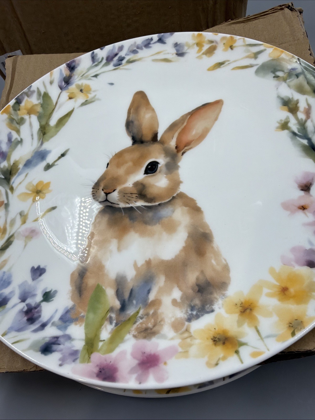 MIKASA Bunny Rabbit Easter Meadow BONE CHINA 9″ Salad Plates (SET OF 4) NEW