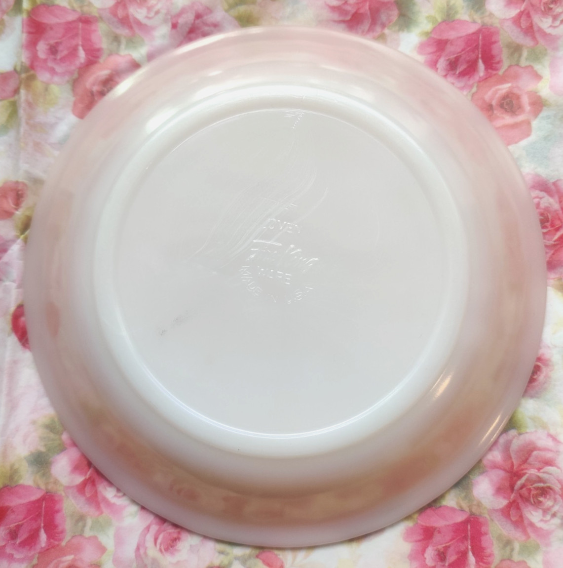 3 Fire-King Roseite Pink Swirl Milk Glass Anchor Hocking Coupe Soup 7.75 in Bowl
