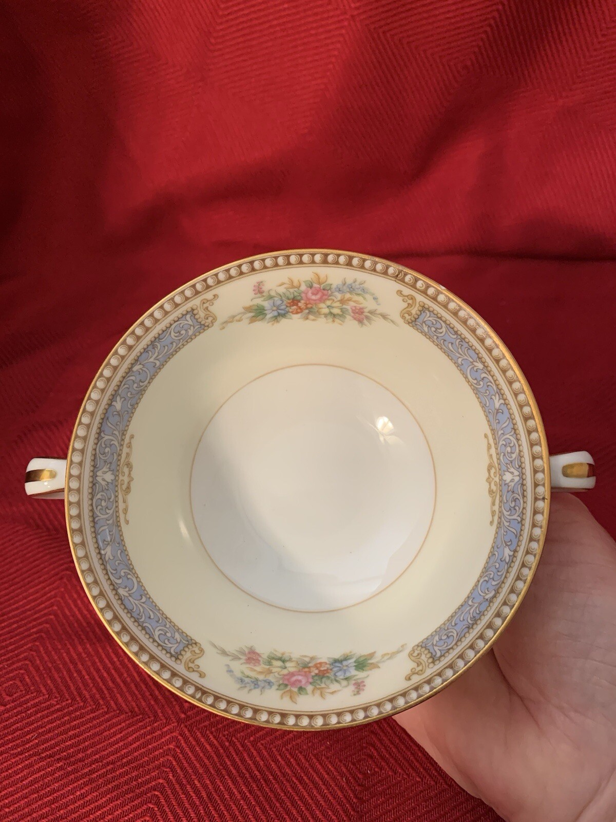 Noritake Troyon Cream Soup Bowls in Bone China Floral w/Gold Trim Quantity Avail