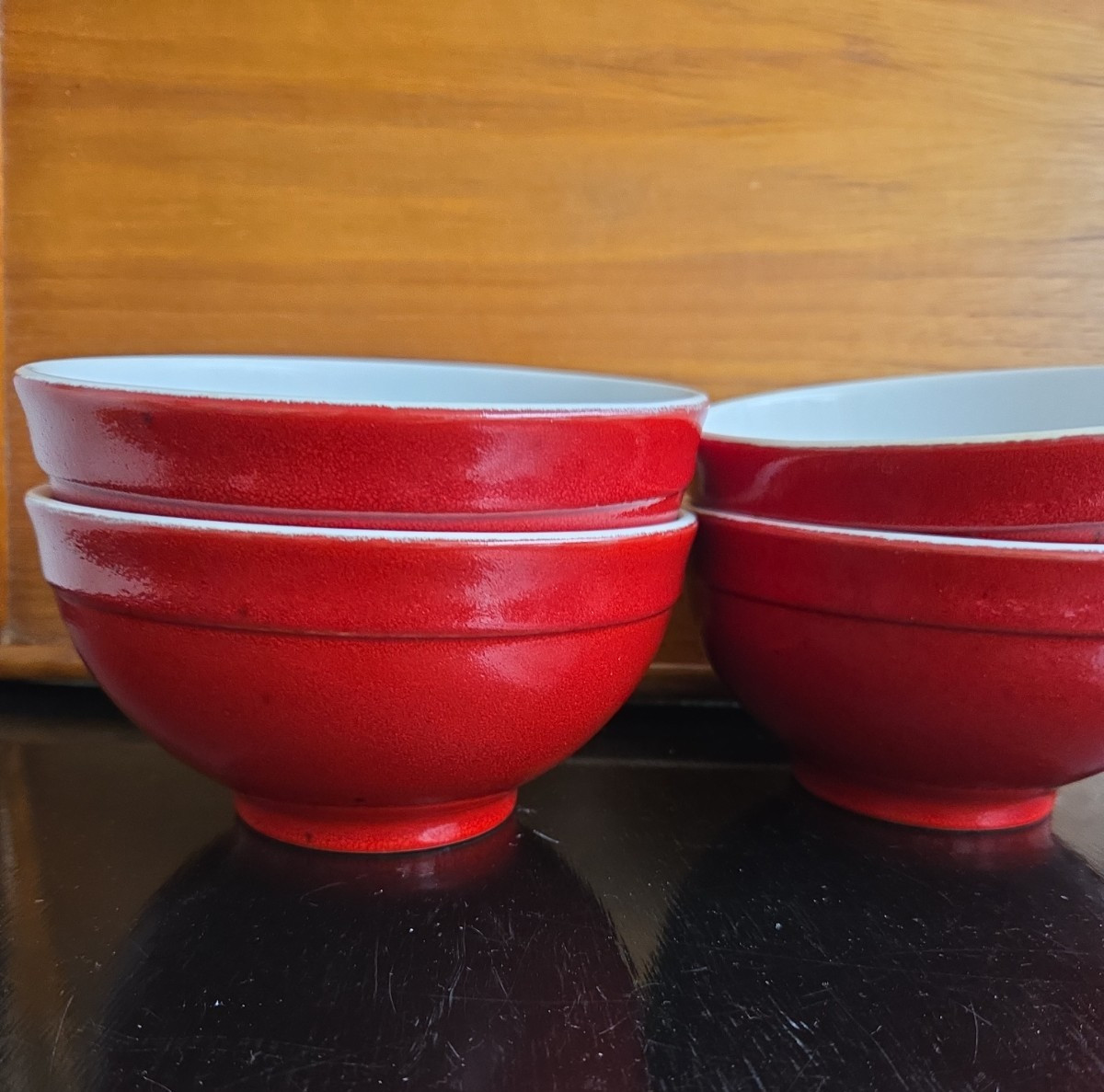Emile Henry Provencale Red Cherise Cereal Bowl Set 4 France 2121 Soup 5 3/4″