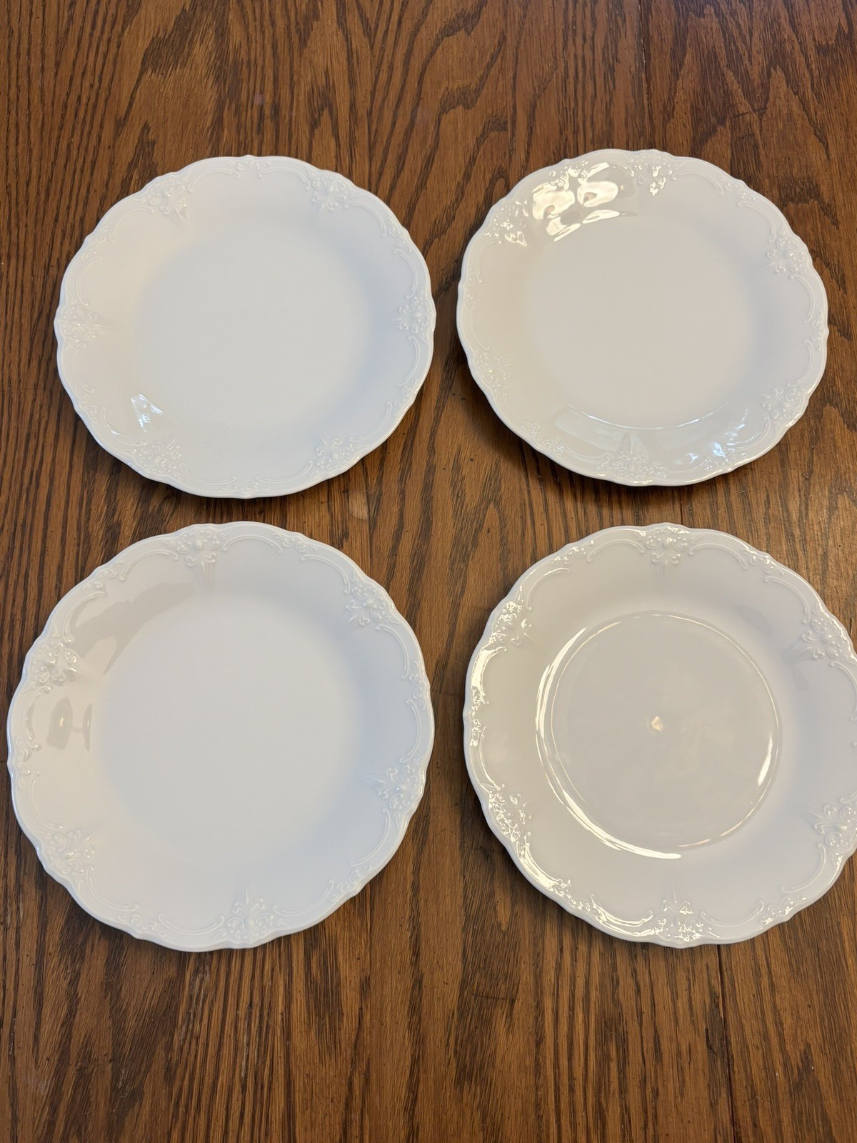 Set 4 Hutschenreuther Tirschenreuth Baronesse White-Germany-10 1/4”Dinner Plates