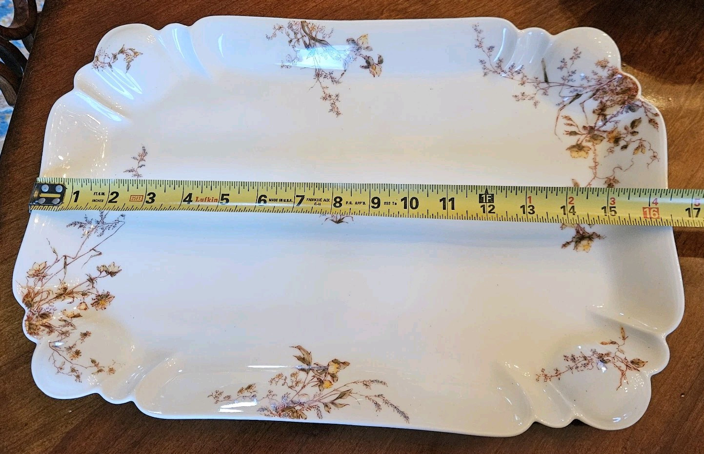 16.5″ Haviland Limoges Blue Green Yellow Rose Rust Gold Platter Schleiger 266