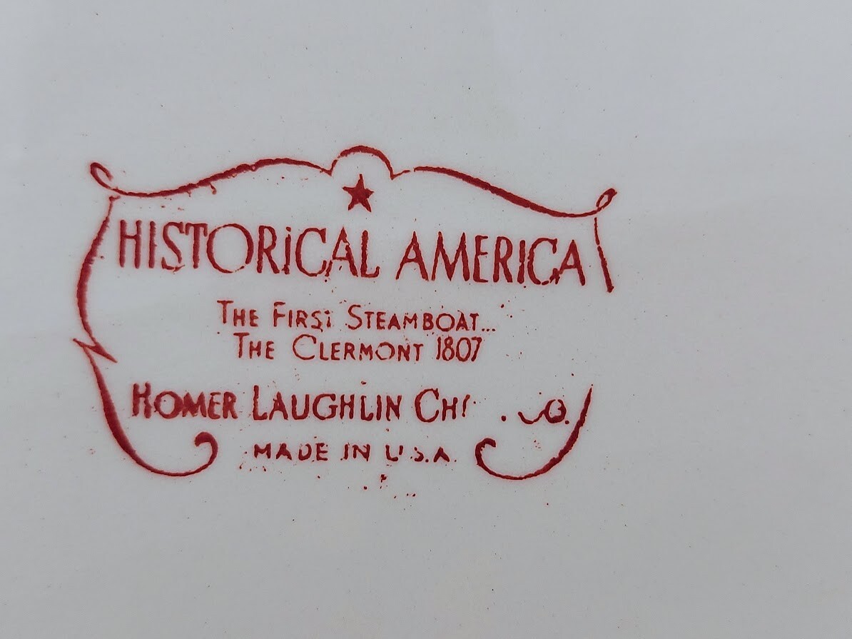 Homer Laughlin Historical America Oval Platter, The First Steamboat, 11 3/4 In.