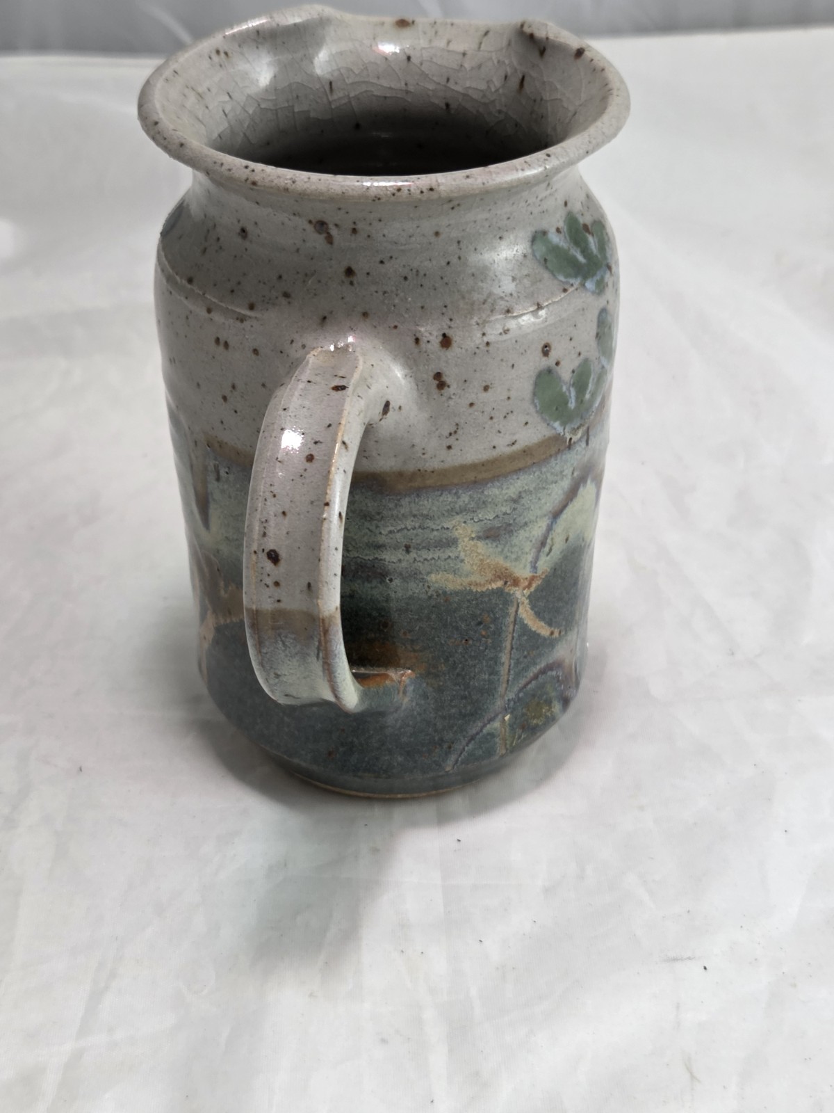 Vintage STUDIO Art Hand Painted, Hand Crafted Drip Glaze Stoneware Pitcher.