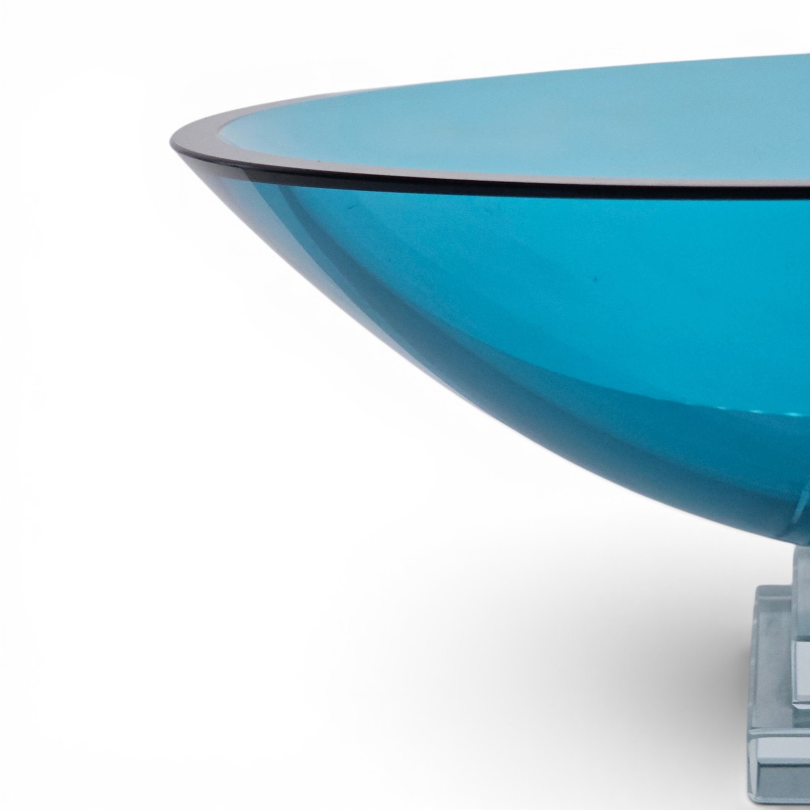 Stephen Schlanser Eclipse Bowl Signed 1992 Aqua Art Glass Centerpiece 16″ Mint