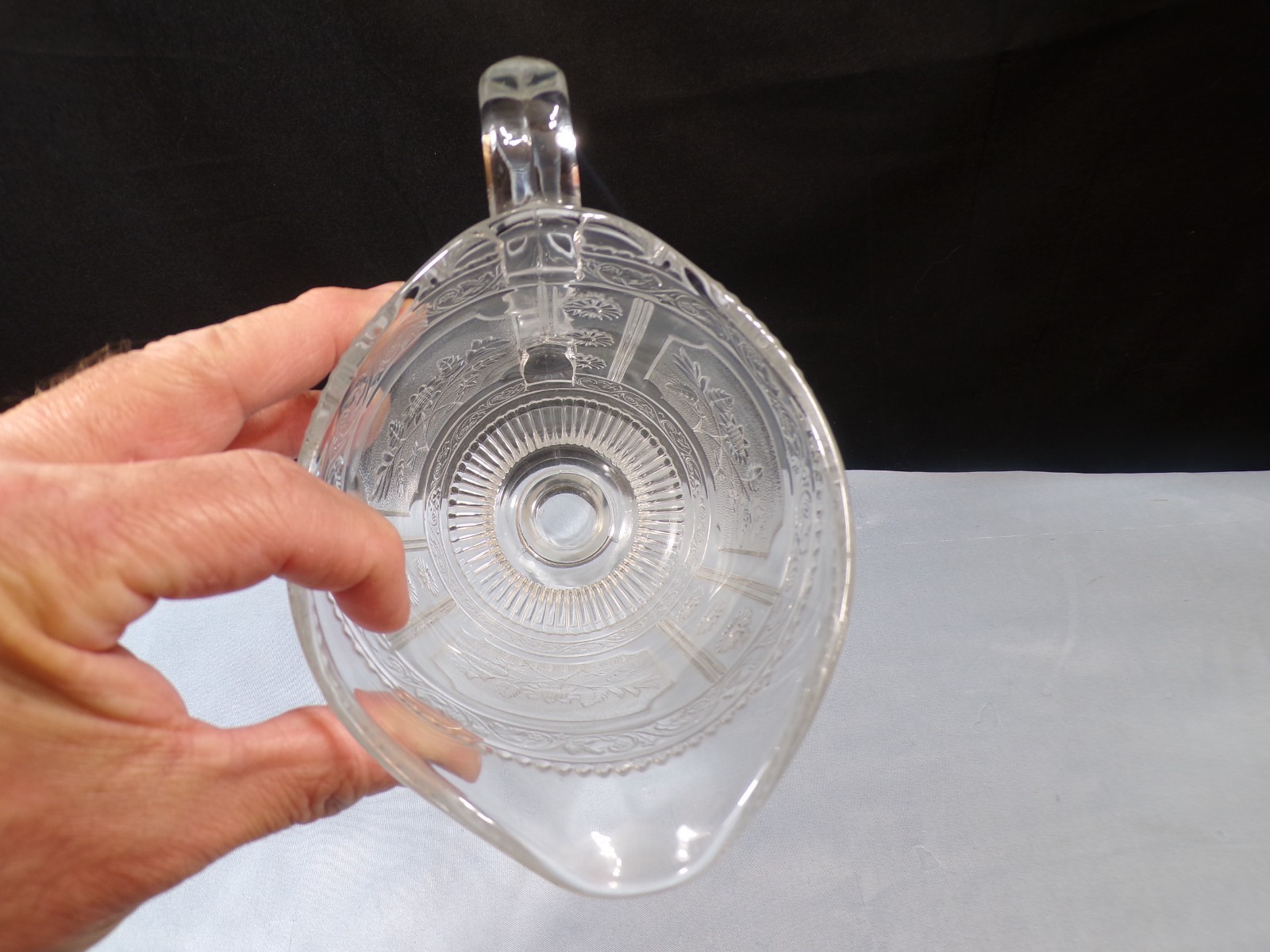 Vintage Circa 1880 Bryce Brothers Clear Glass Willow Oak Milk Pitcher