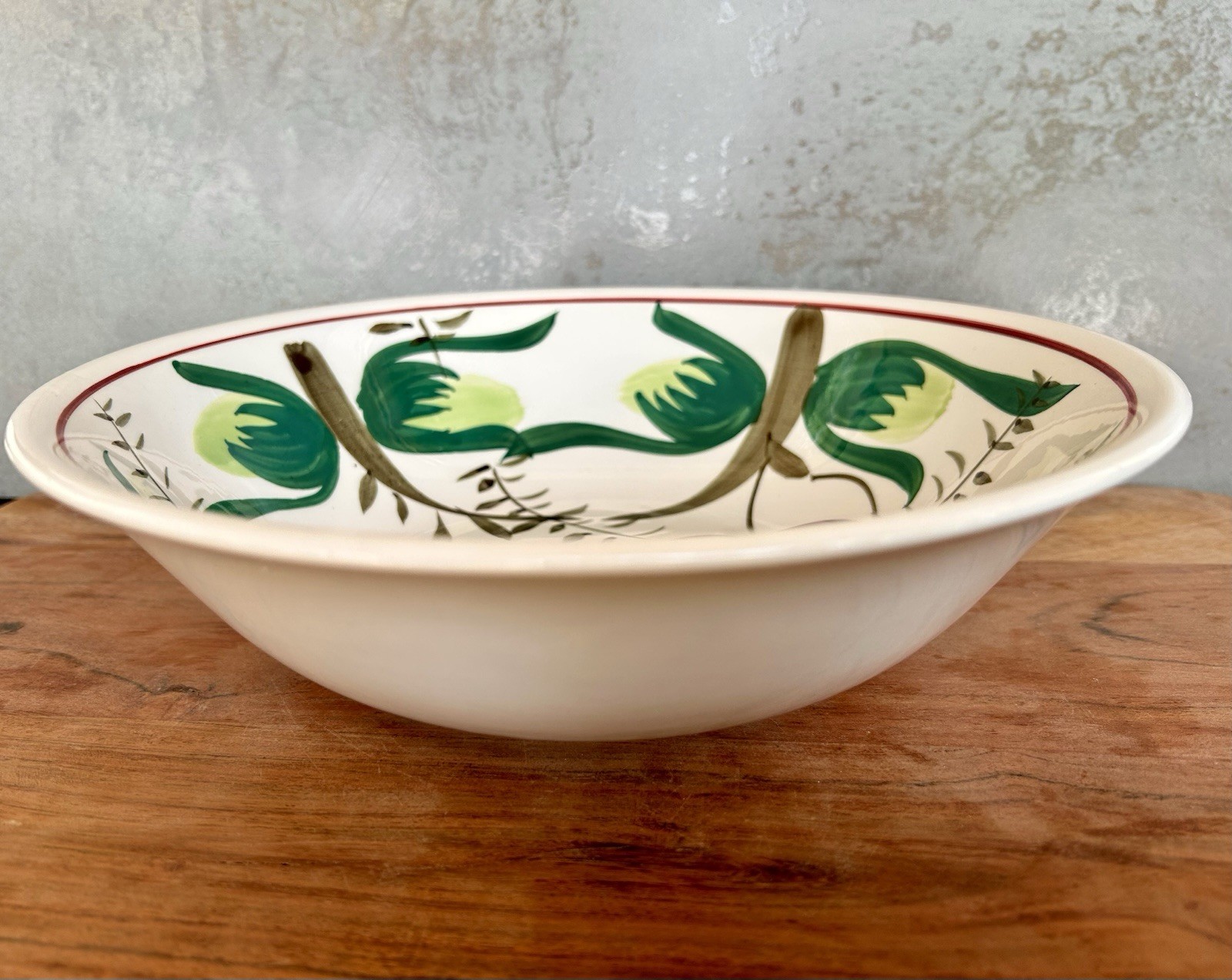 Ironstone Hand Painted Fruit Floral Ironstone Bowl, Round, 10in, Glossy