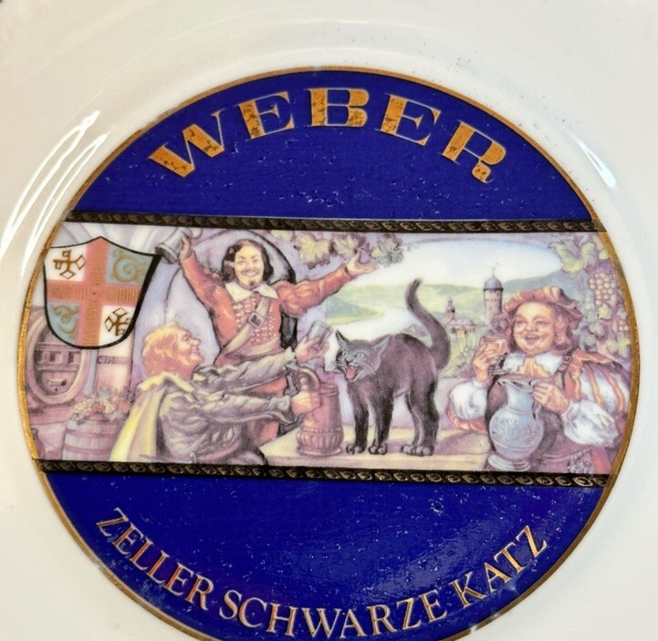 Weber Zeller Schwarze Katz Gold Rim Plates 7.75 Inch Wine , Black Cat Lot Of 4