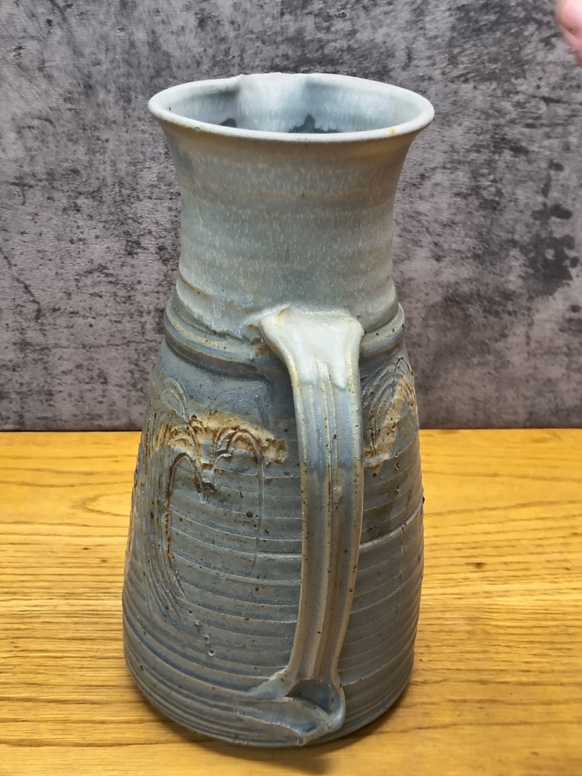 Vintage blue and white Studio pottery pitcher