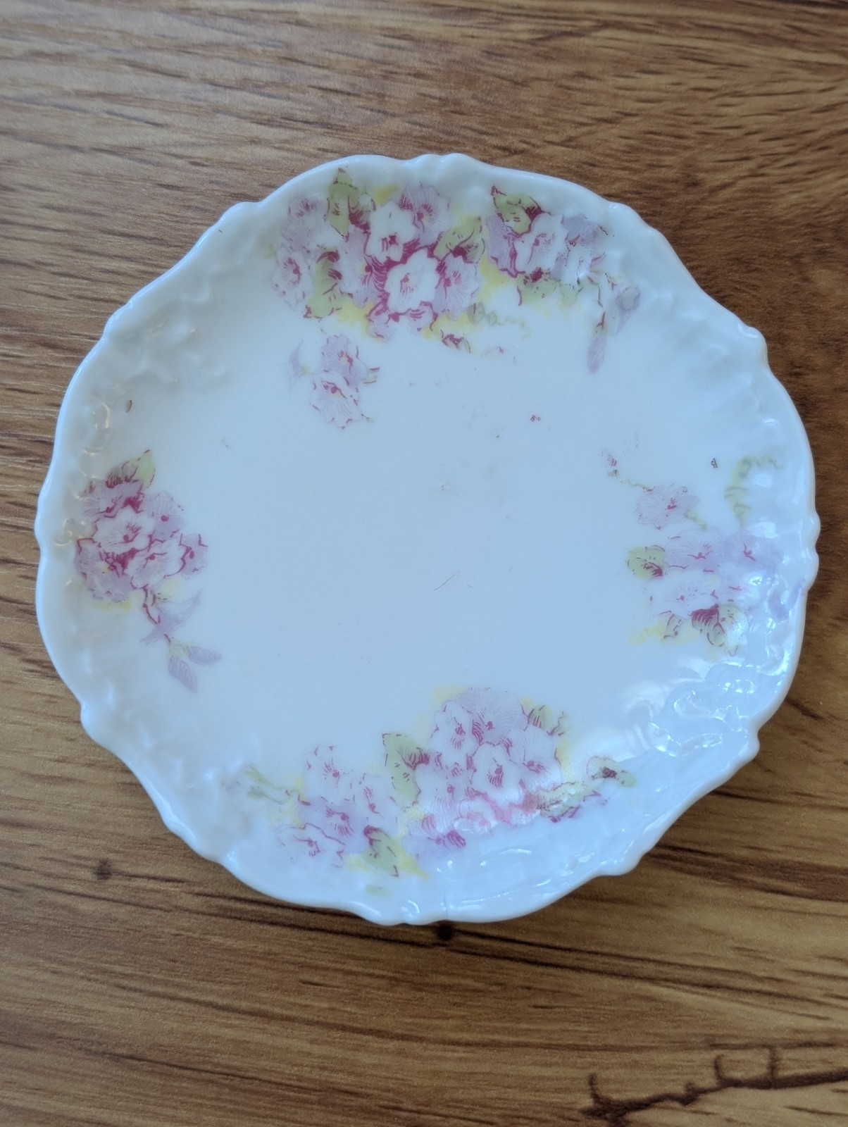 Limoges France Floral Flowers Porcelain Decorative Plate Round White Pink Green