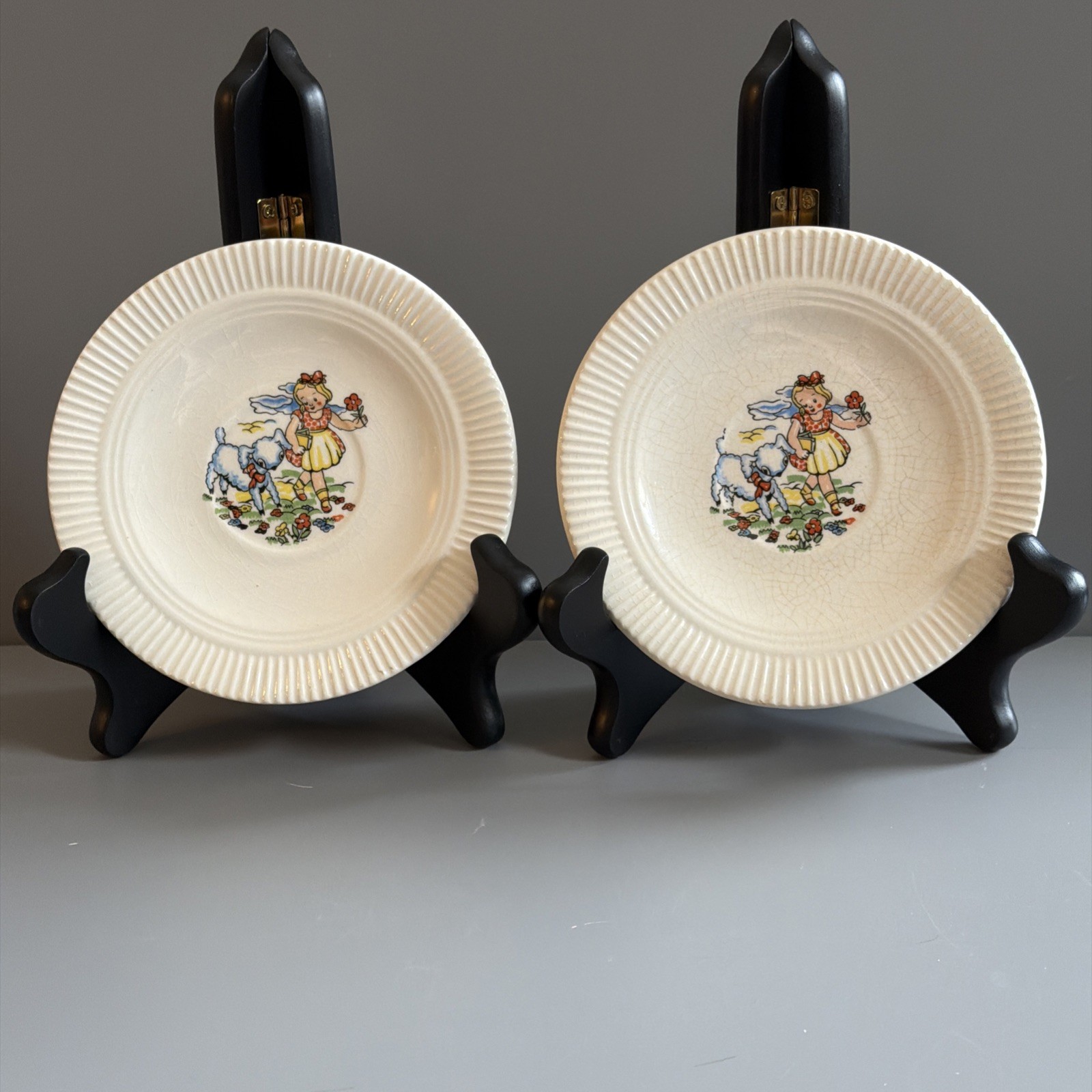 Service for 2 Victory by Salem China Co “Mary Had a Little Lamb” Tea cup Plate