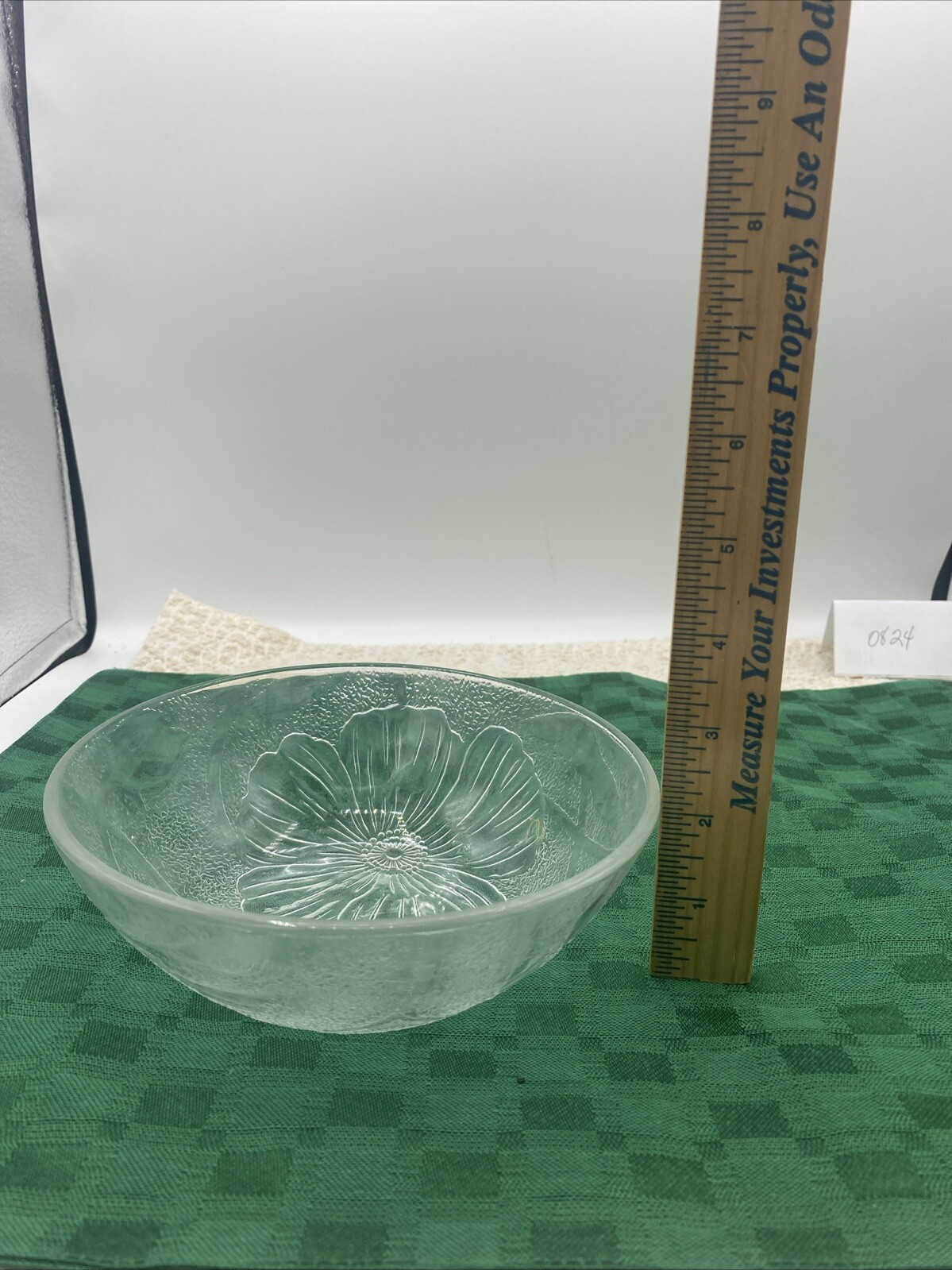 Vintage Glass Bowl With Hibiscus Flower Design By KIG Glass 6 5/8″