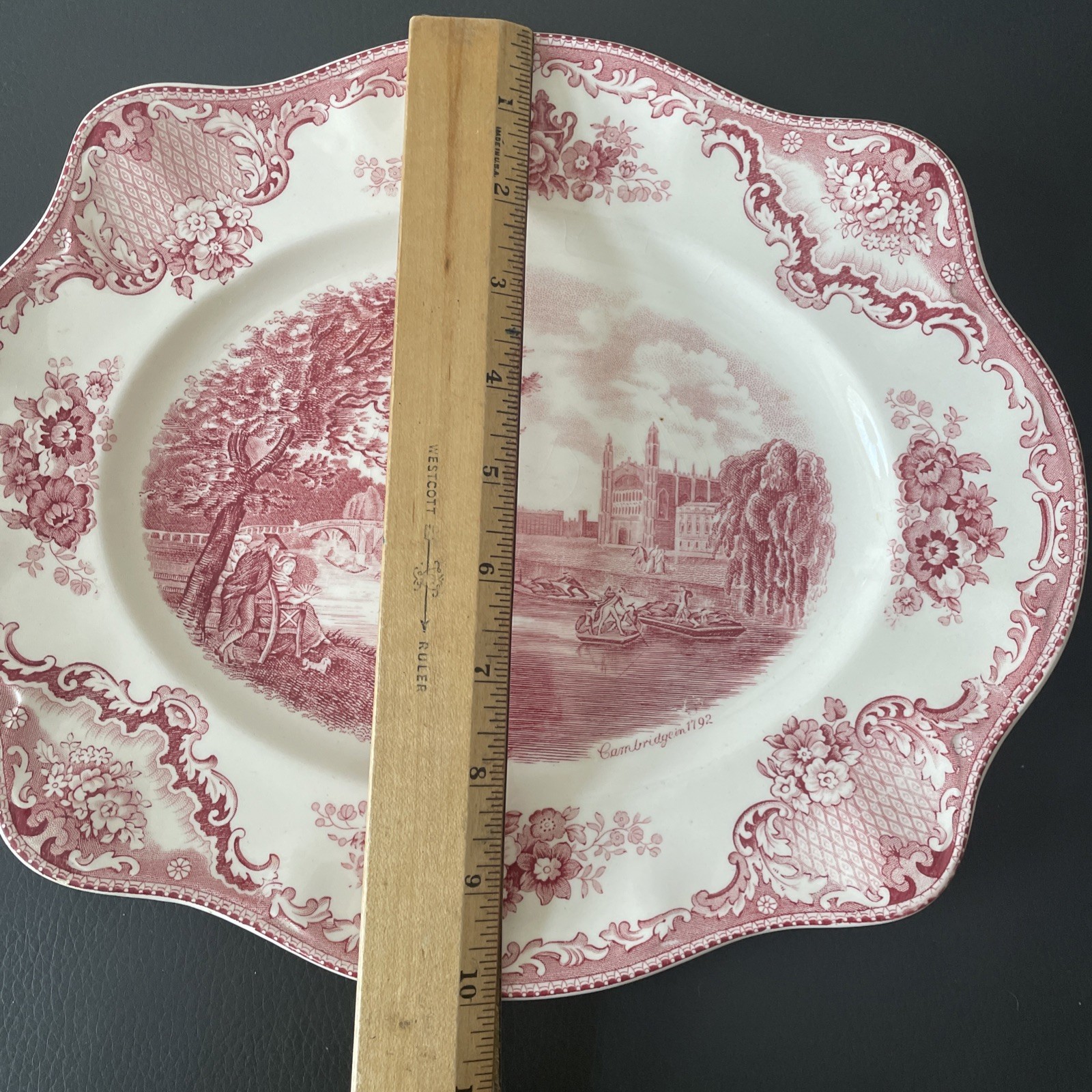 Johnson Brothers Old Britain Castles Cambridge Pink Transferware Platter 12″