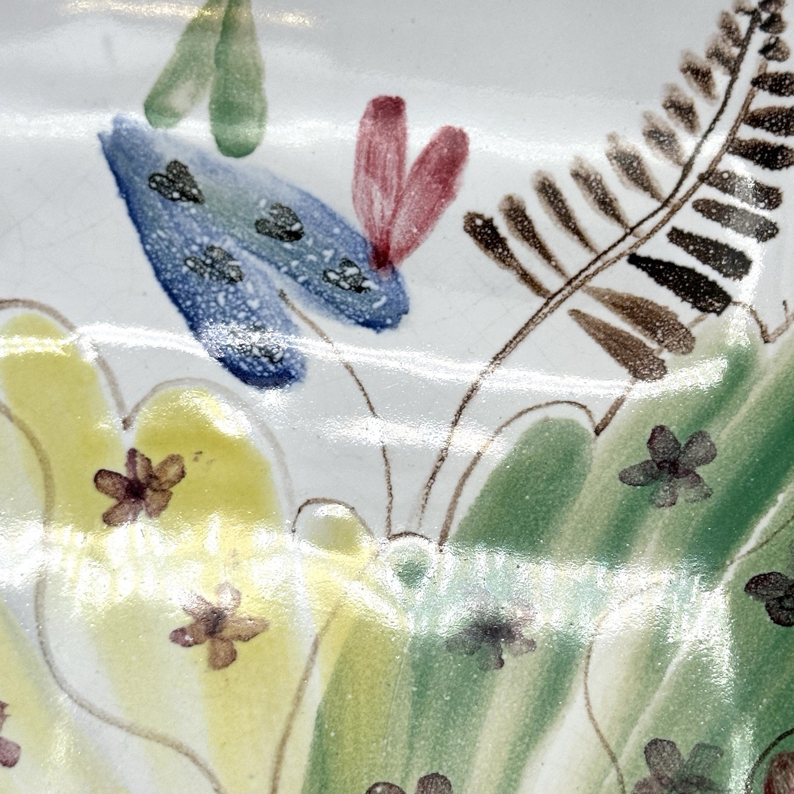 Vintage Arabia Ara Finland Hand Painted Decorative Bowl Floral 7.25 X 7.25 Inch