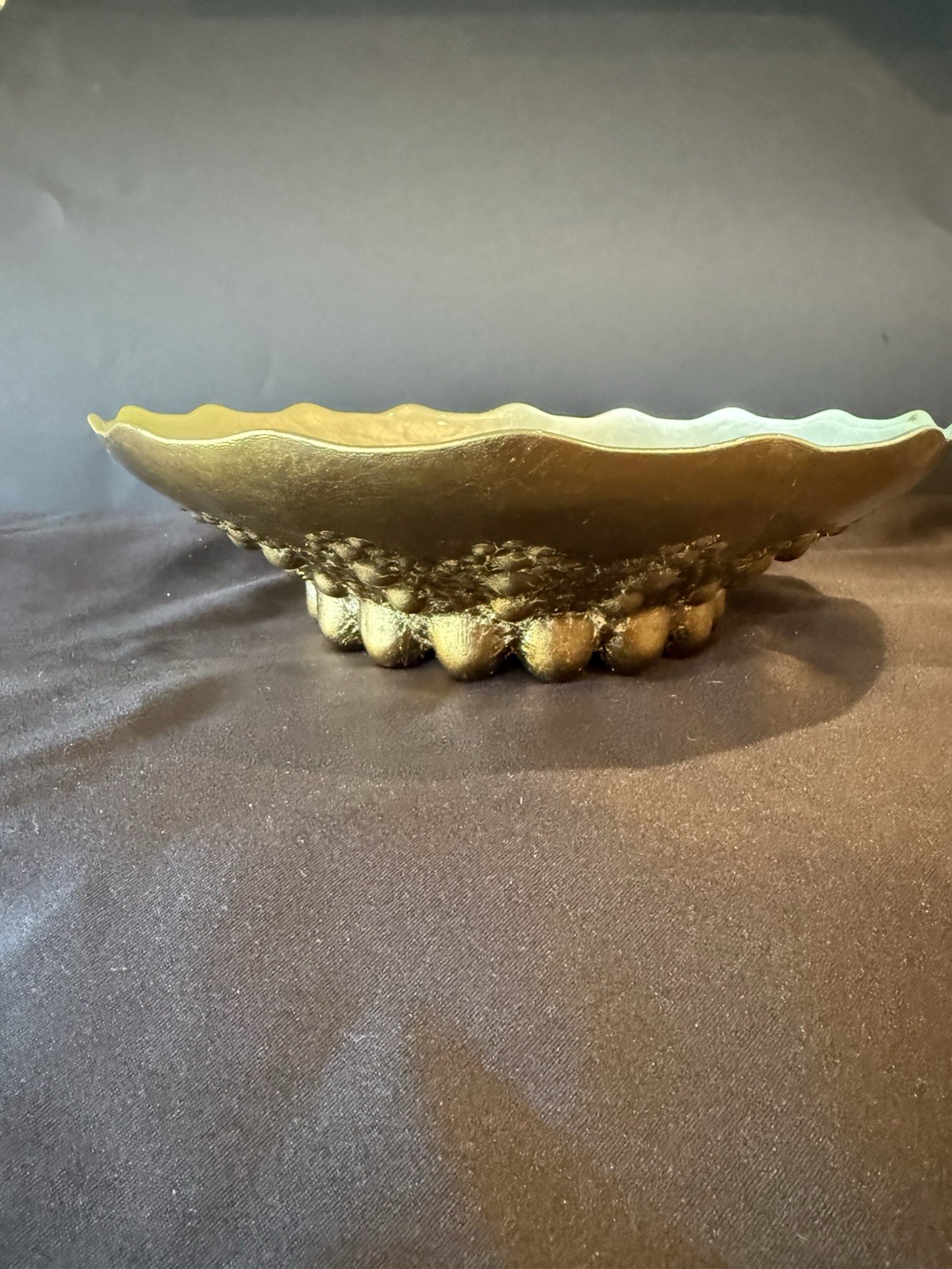 Red Pomegranate Gilded Moroccan Turquoise Green Blue Gold Bubble Glass Bowl 12″