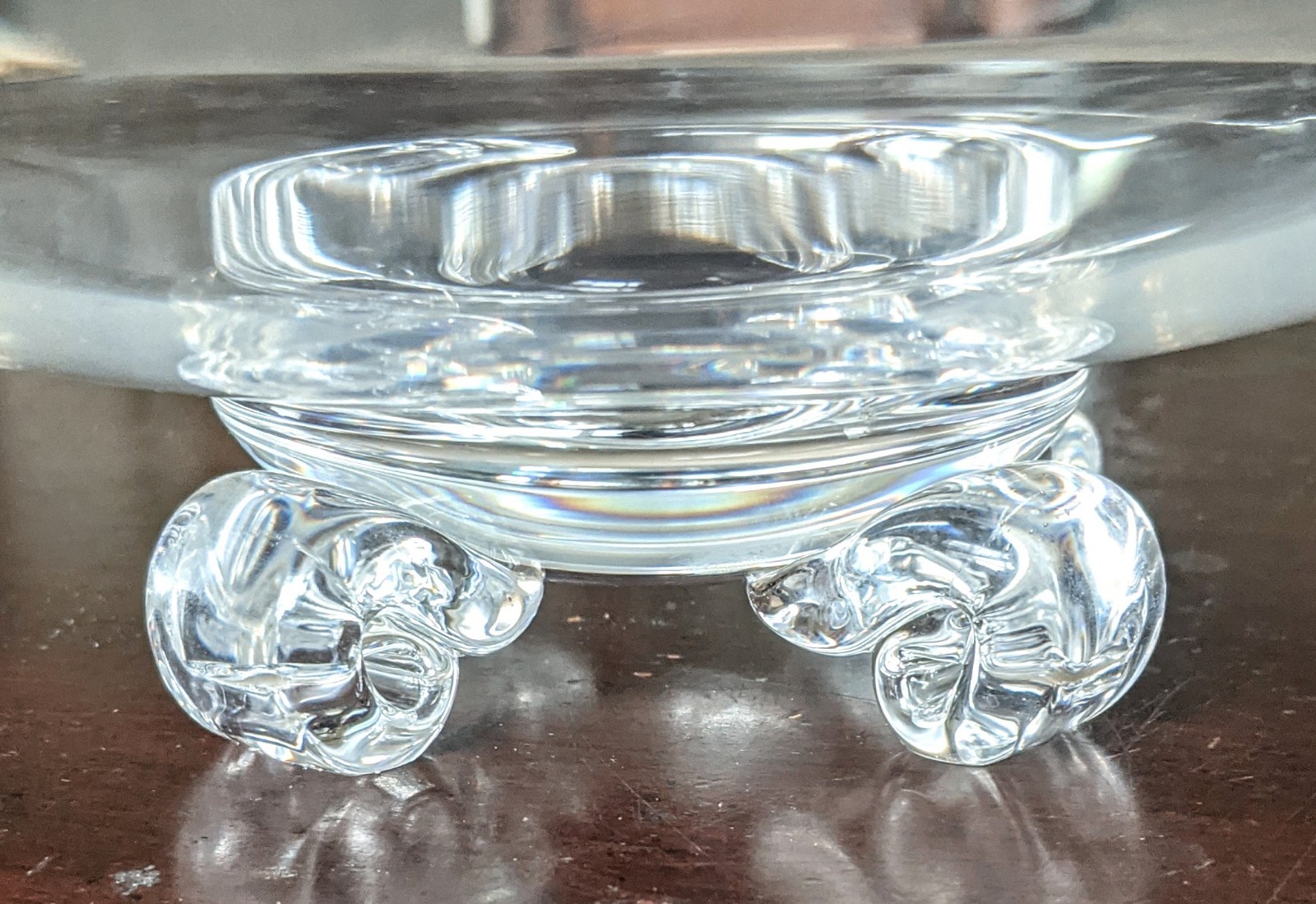 Vintage Steuben Art Glass Crystal Scroll Footed Bowl John Dreves Signed 11″