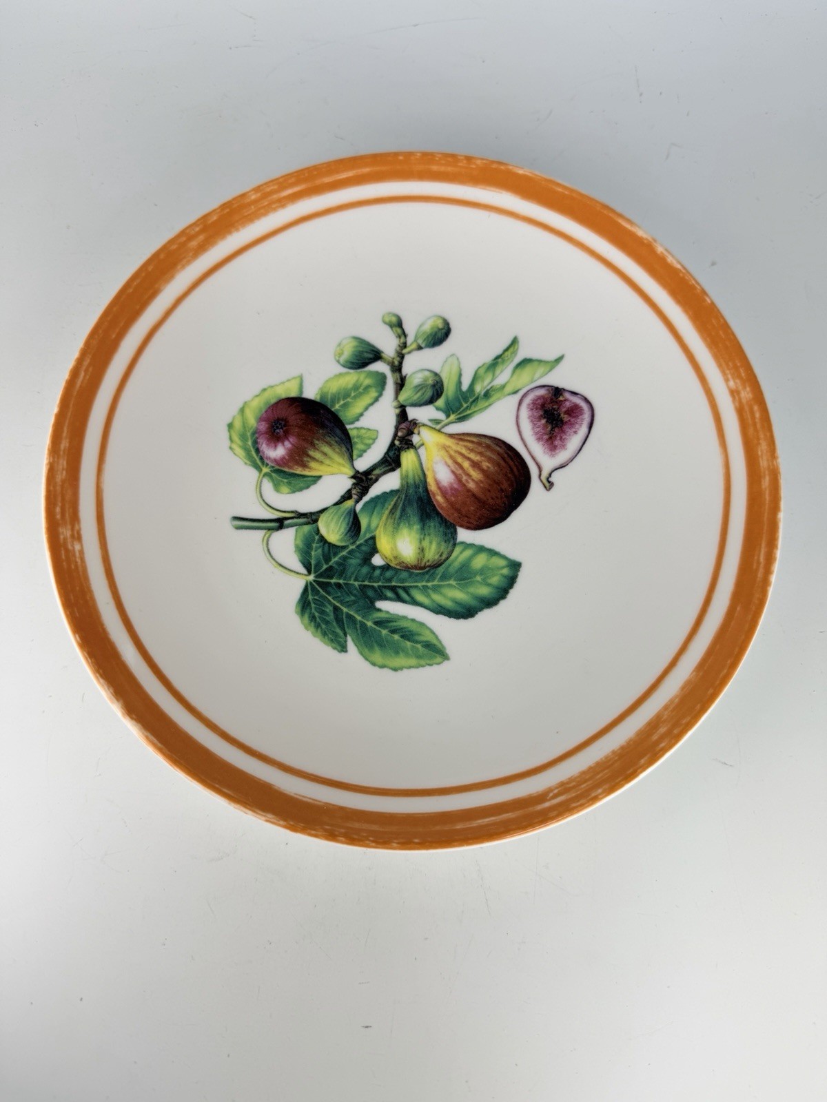 Portmeirion Alfresco Pomona 8 in Fruit Sandwich Salad Plate Figs Orange Band