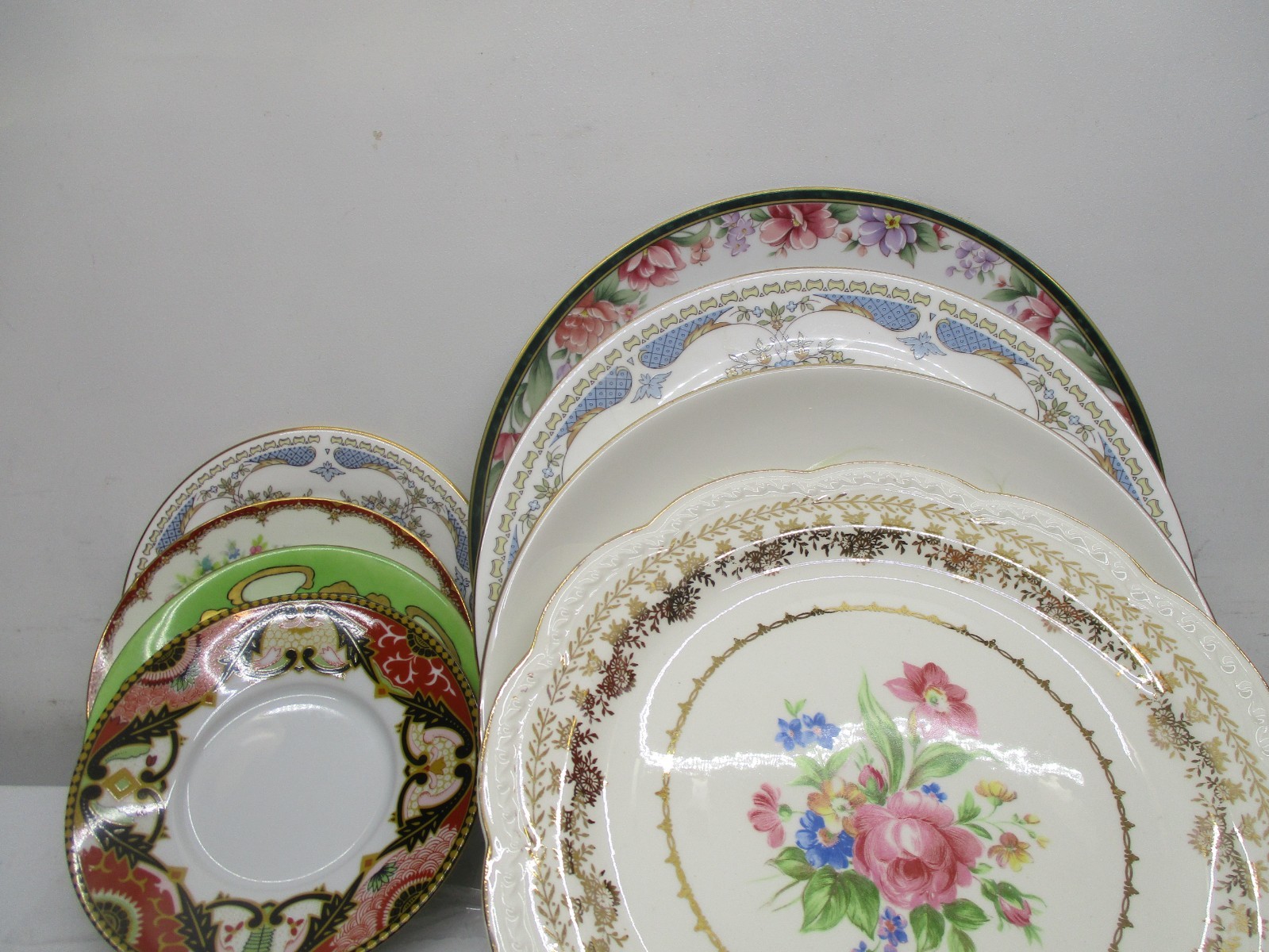 Vintage Mismatched China Dinner Plates & Bread Plates ~ 8pcs-Beautiful-Colorful