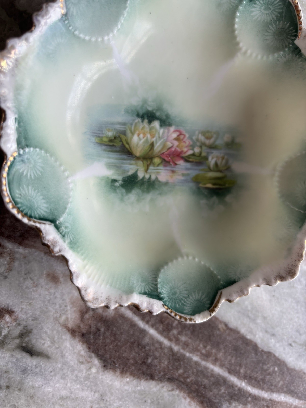 🪷RS Prussia Reflecting Water Lillies Berry Bowls- 5 Inch-Set Of 3🪷