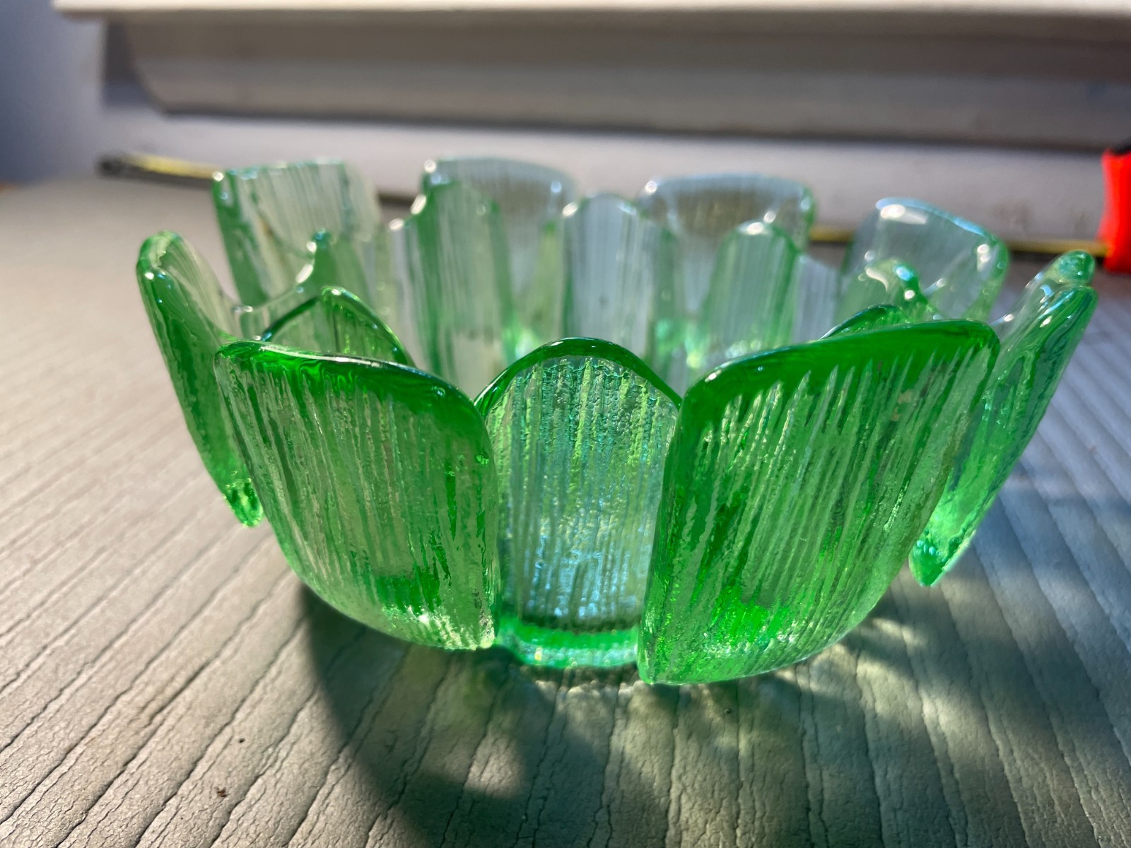 Viking Green Ice Glass Scandinavian Art Glass Bowl