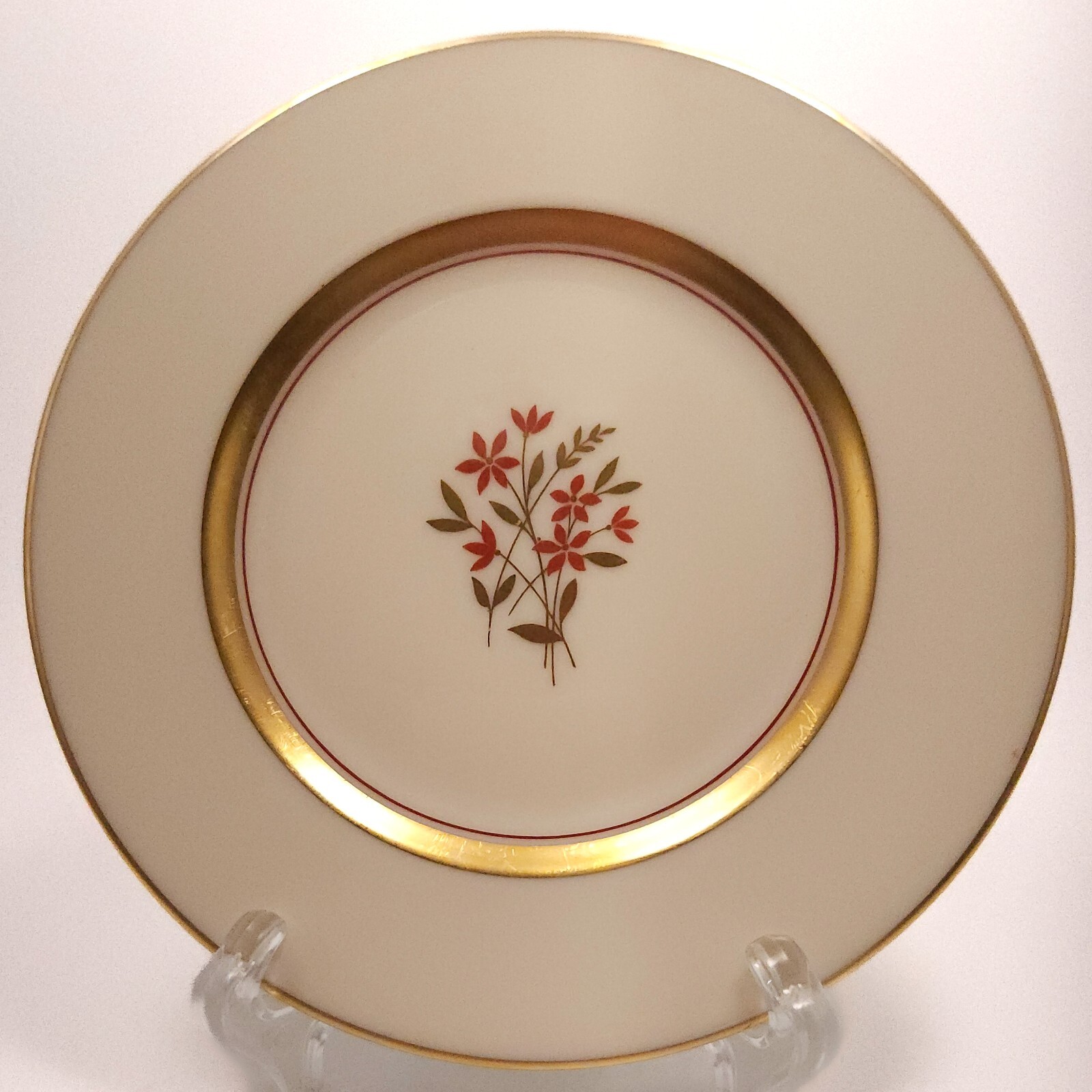 Lenox Nydia Bread and Butter Plate 6.25in Ivory Rust Gold Flowers ca 1940