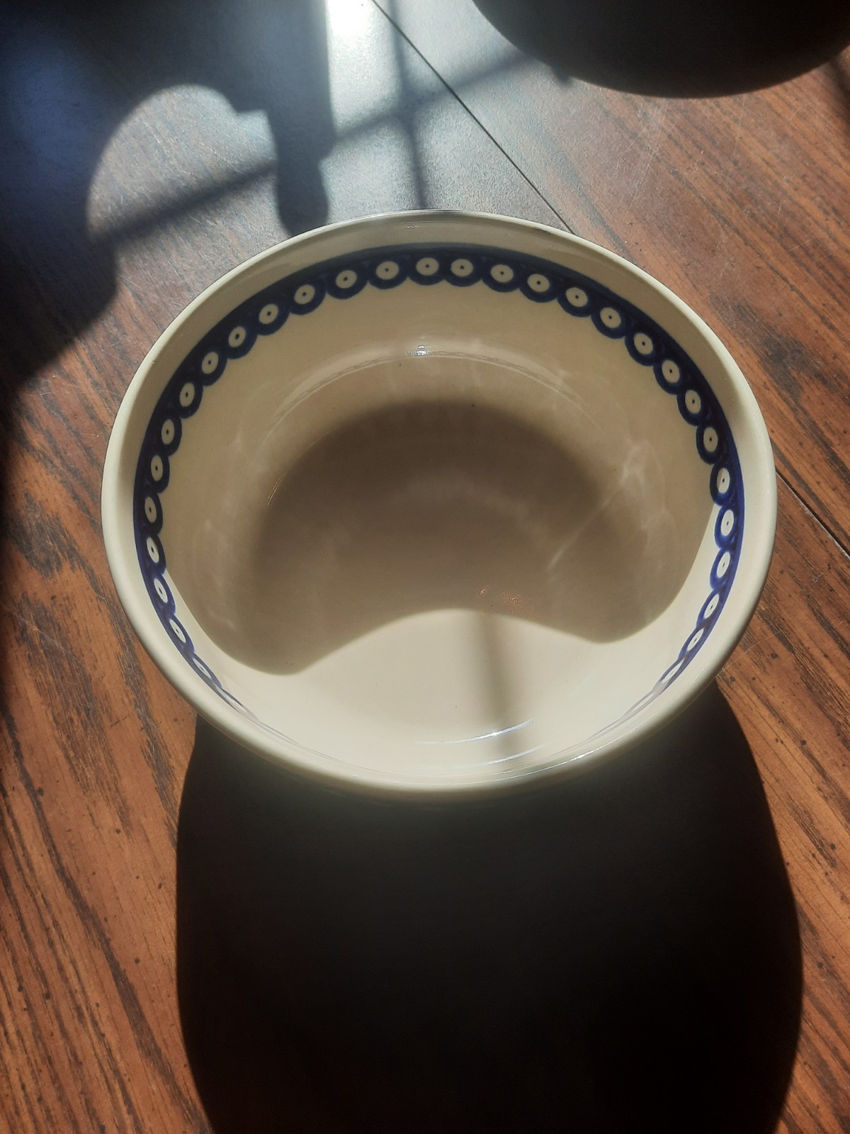 Authentic Boleslawiec Polish Pottery 7.75″ Serving Bowl Blue Eyes Polka Dot…