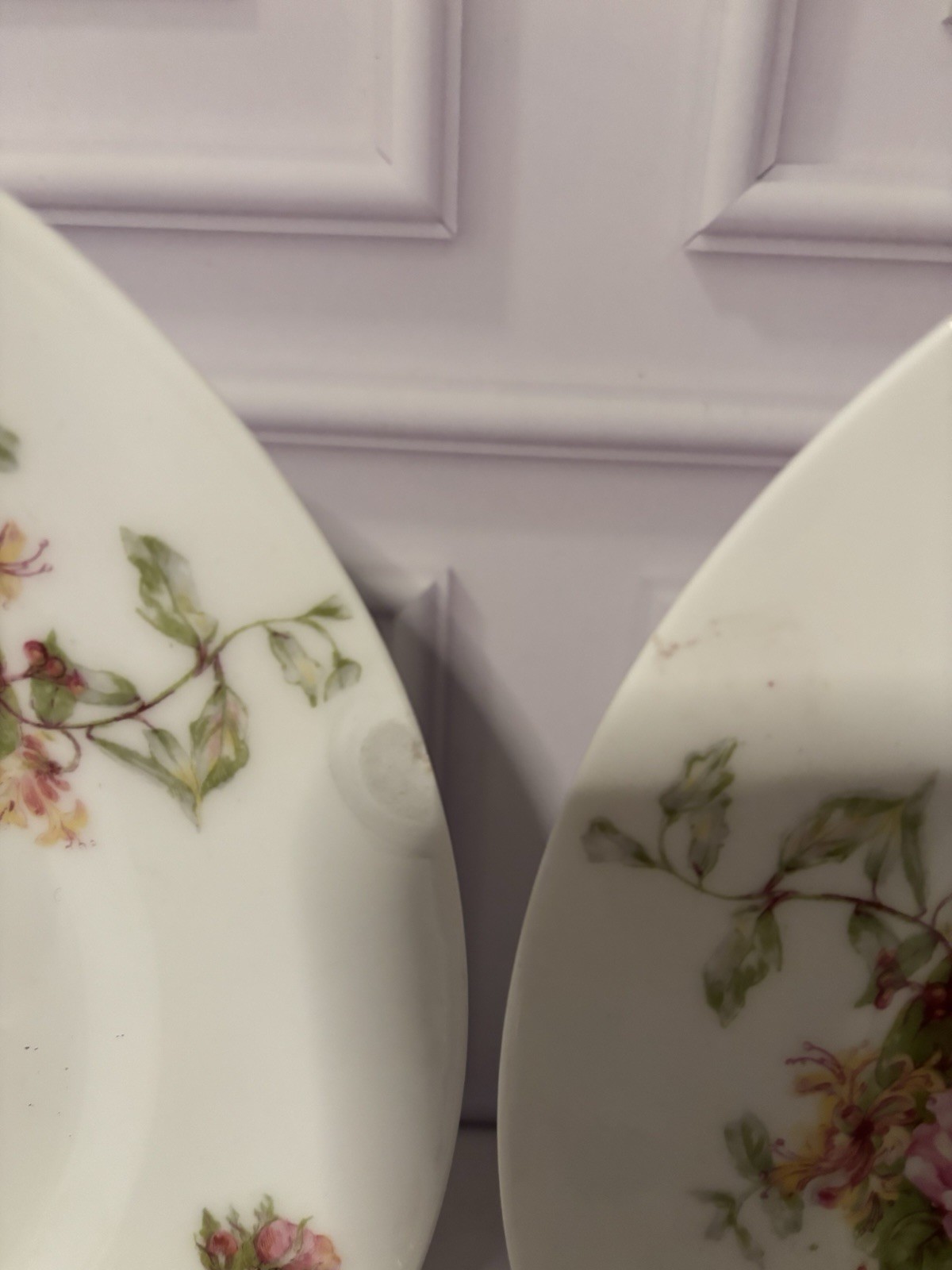 Limoges France Floral Porcelain Plates White Pink Green Salad Plates Set of 6