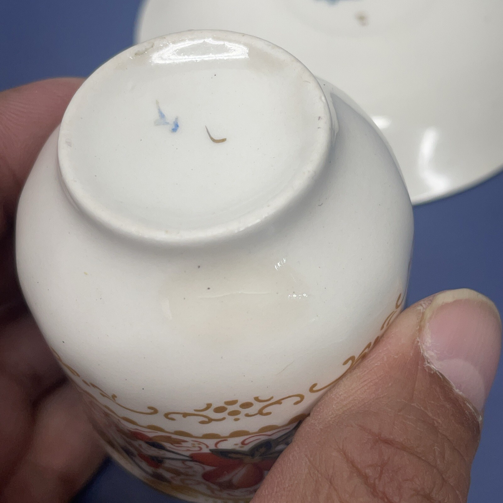 Rare Rutland Johnson Bros Demitasse Cup & Saucer Cobalt Blue Rust / Gold Floral