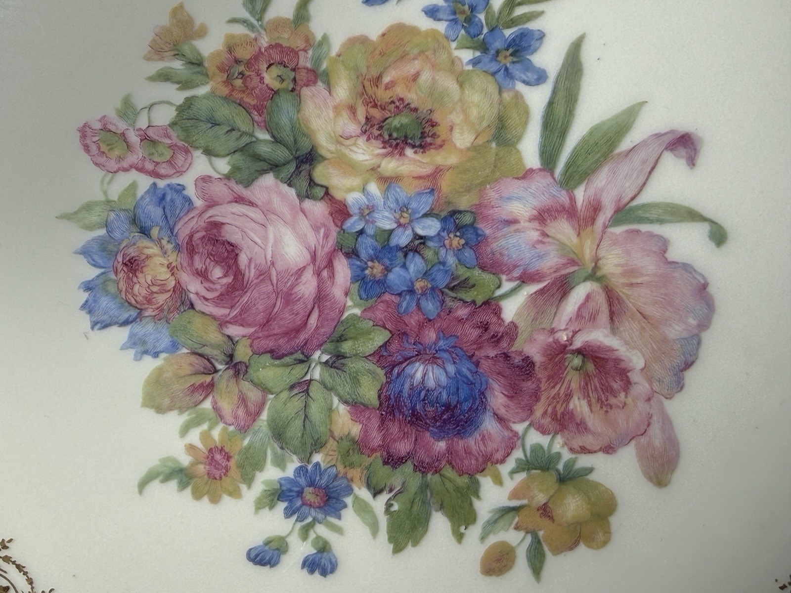 Vtg Gilt Cabinet Plates Set 2 Bavaria & Czechoslovakia Floral Porcelain 11”