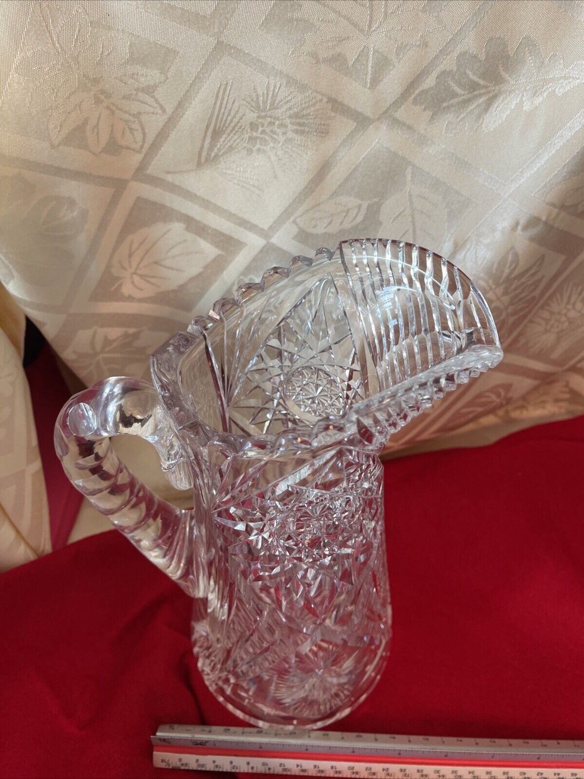 Large Antique American Brilliant Cut Glass Pitcher – 10 1/2” – 5 Pounds –