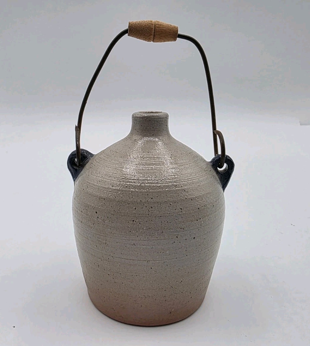 Vintage 1991 Rowe Pottery Miniature Maple Syrup Jug Salt Glaze Mini Crock 2.75″