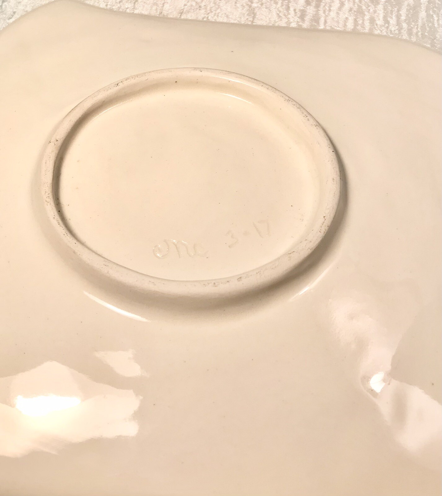 Hand Made Ceramic Plate w Beta Fish Fancy Serving Dish Asymmetrical Square 8”