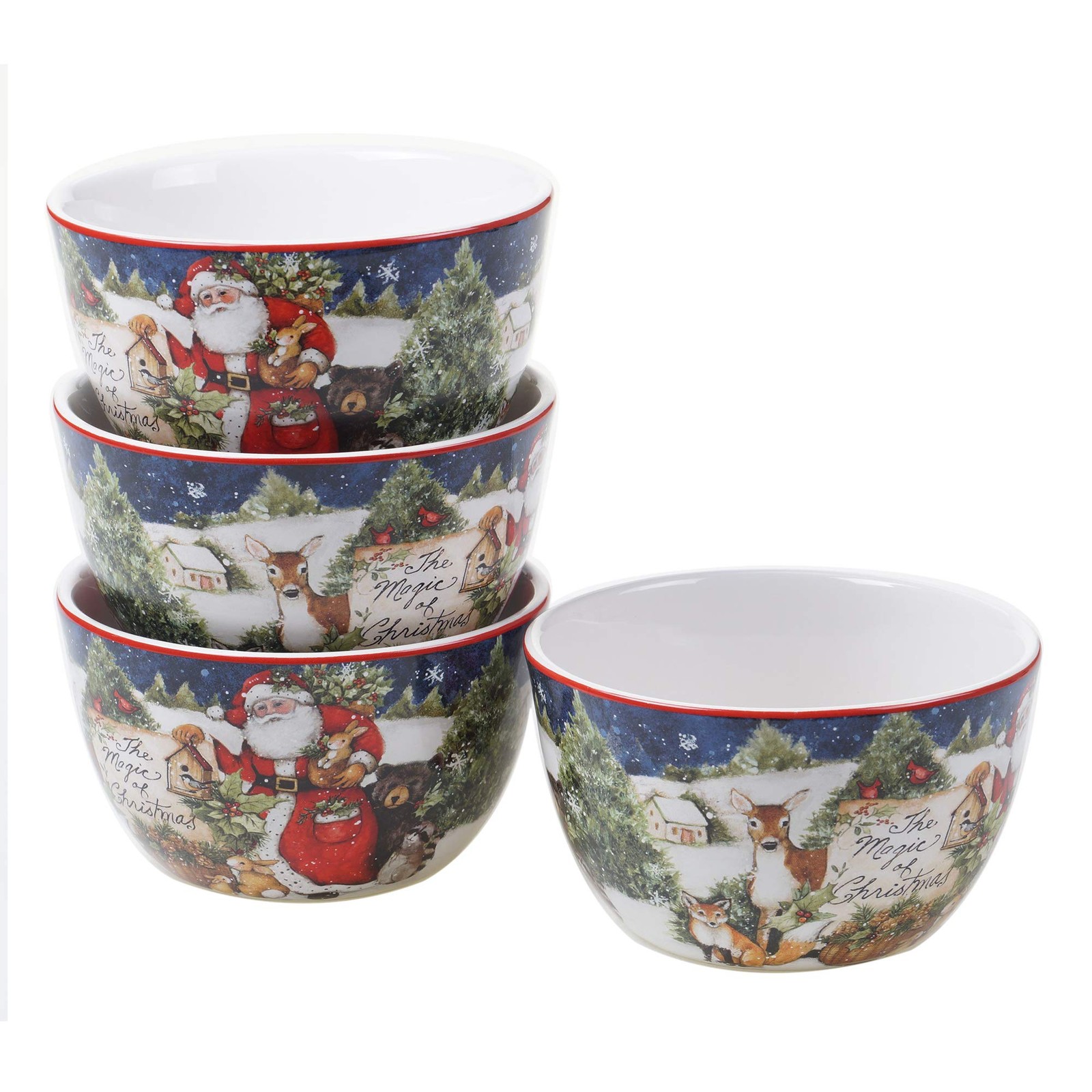 Magic of Christmas 16pc Ceramic Dinnerware Set – Santa and Multicolor