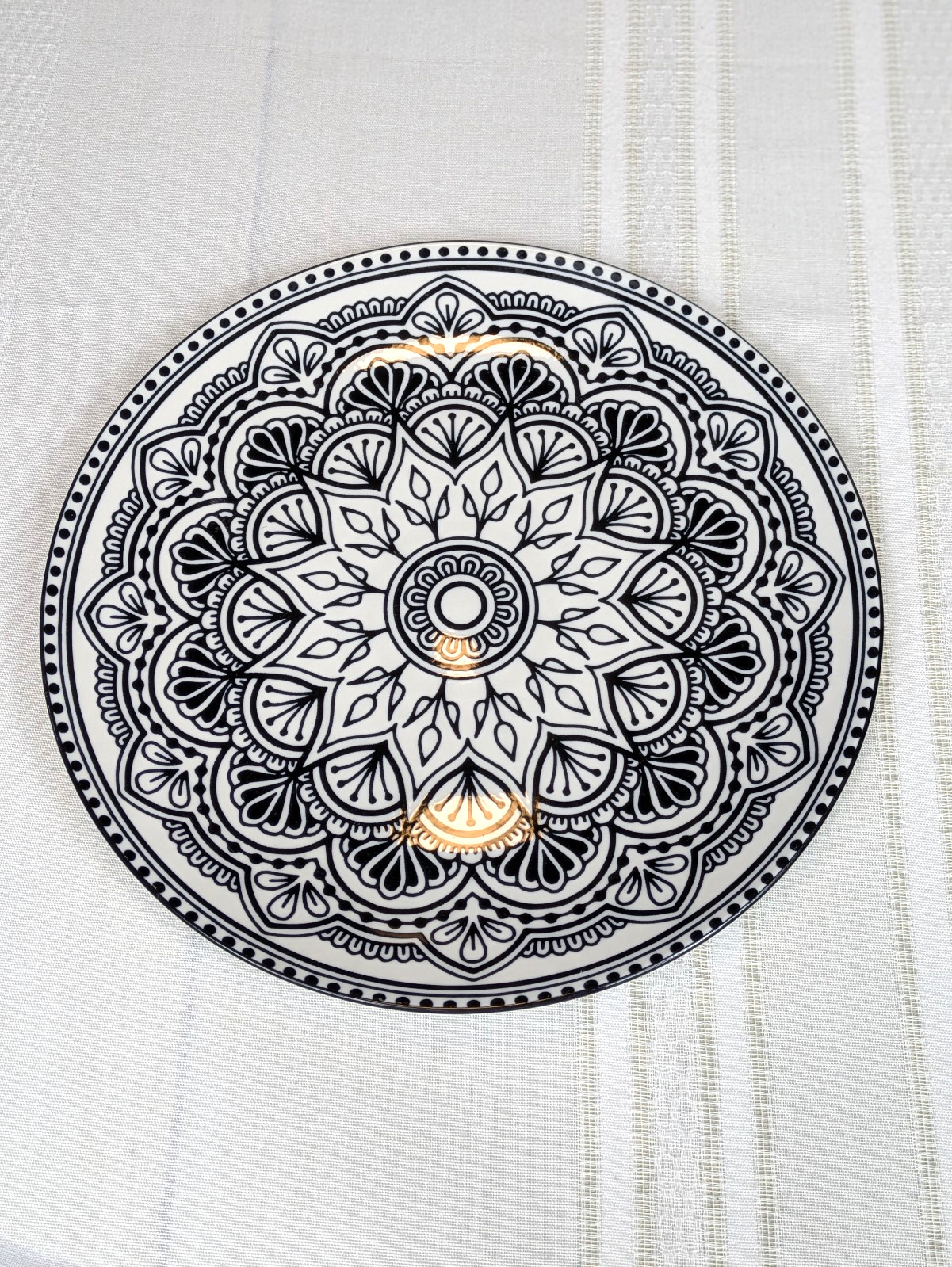 Set 6 Royal Norfolk Black & White Mediterranean Ceramic Salad Plates 7.5 NEW